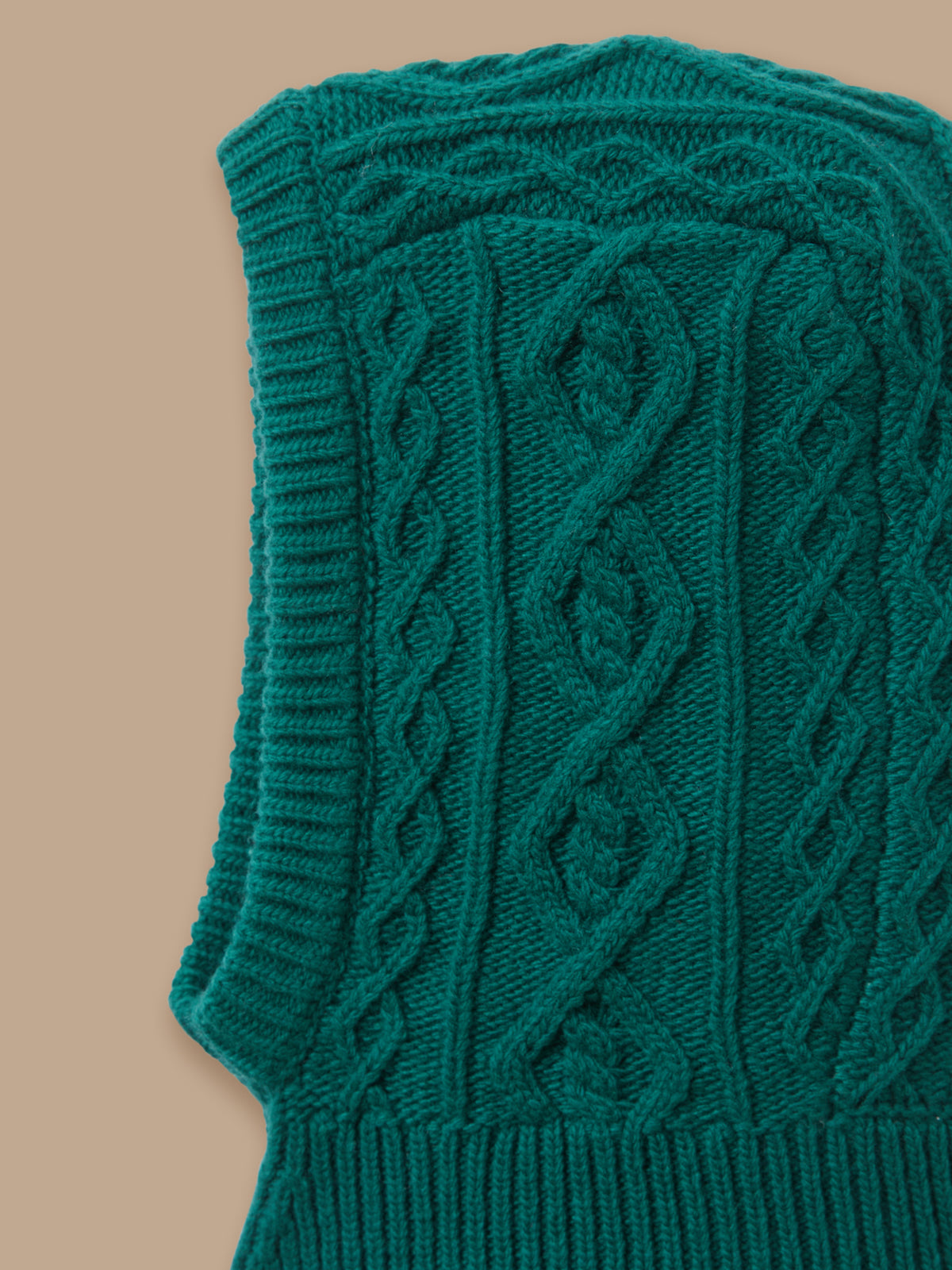 Cable-knit balaclava with wool for baby