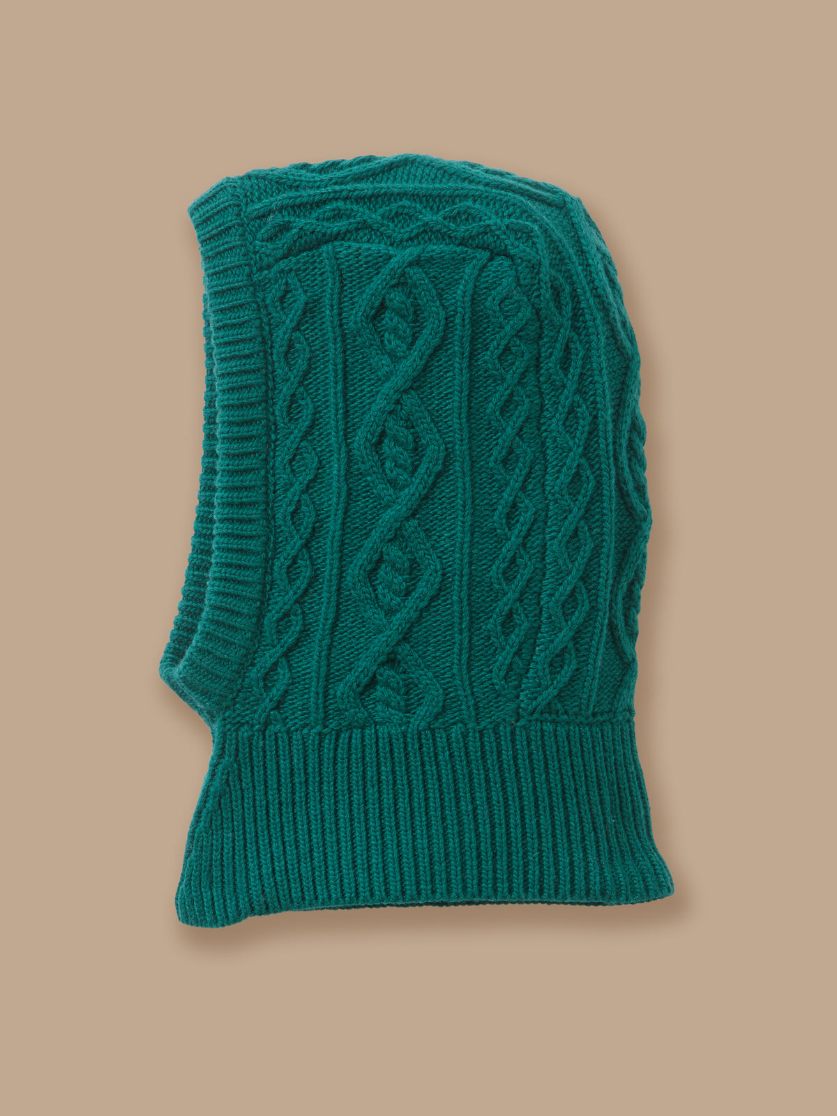 Cable-knit balaclava with wool for baby