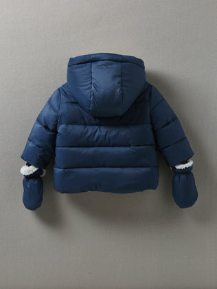 Baby's warm puffer jacket with mittens
