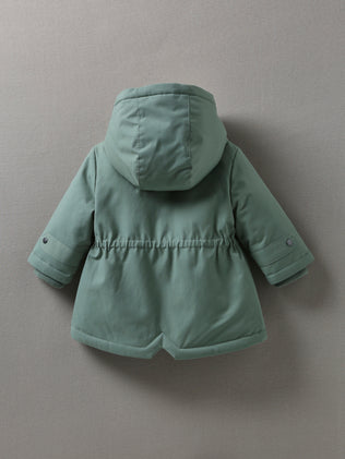 Baby's parka with faux-fur lining