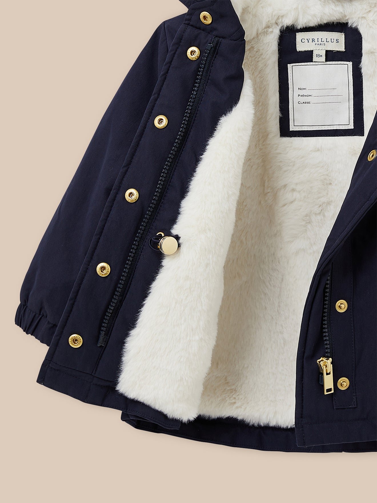 Baby's parka with faux-fur lining