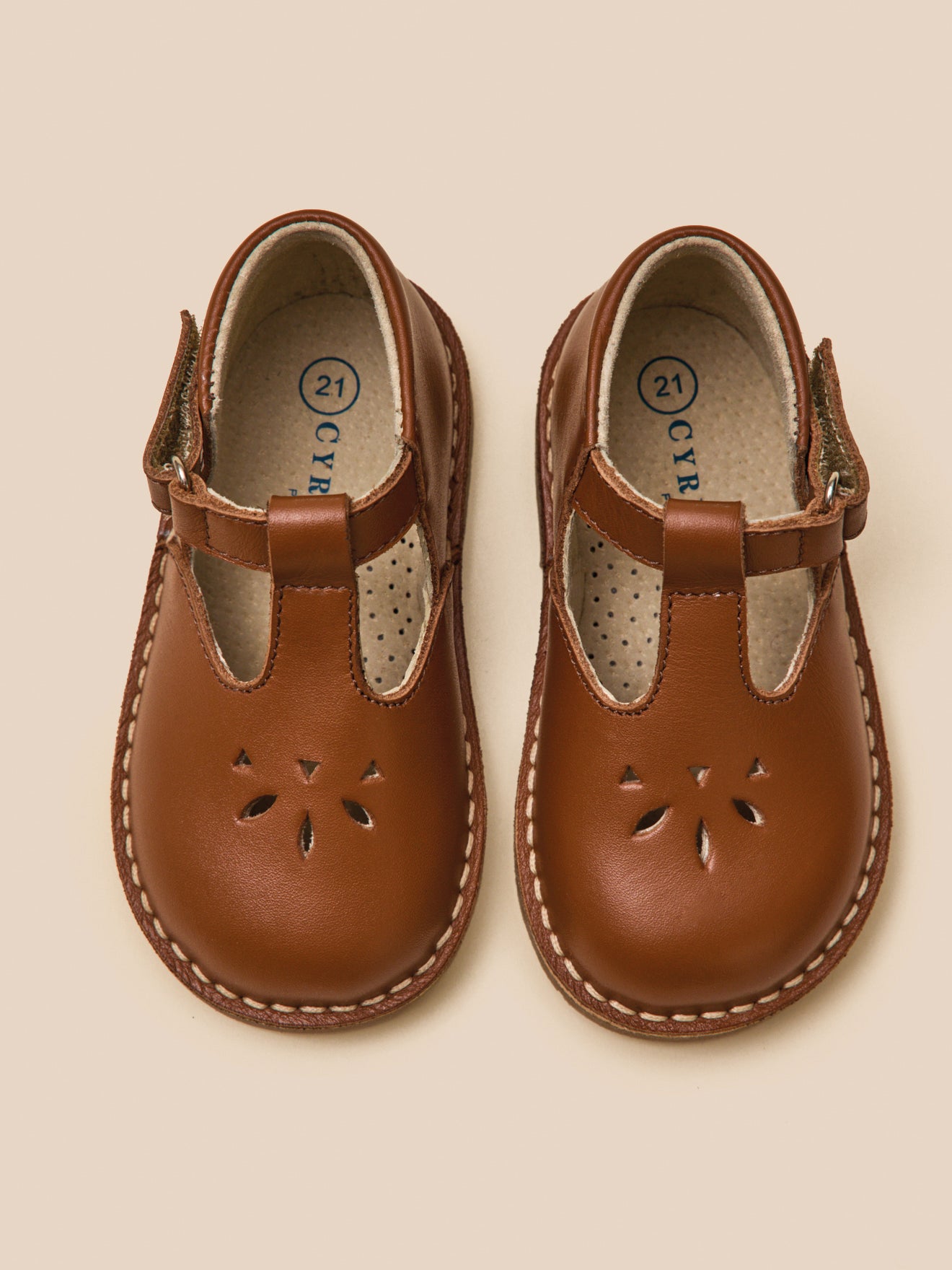 Baby's leather T-strap shoes