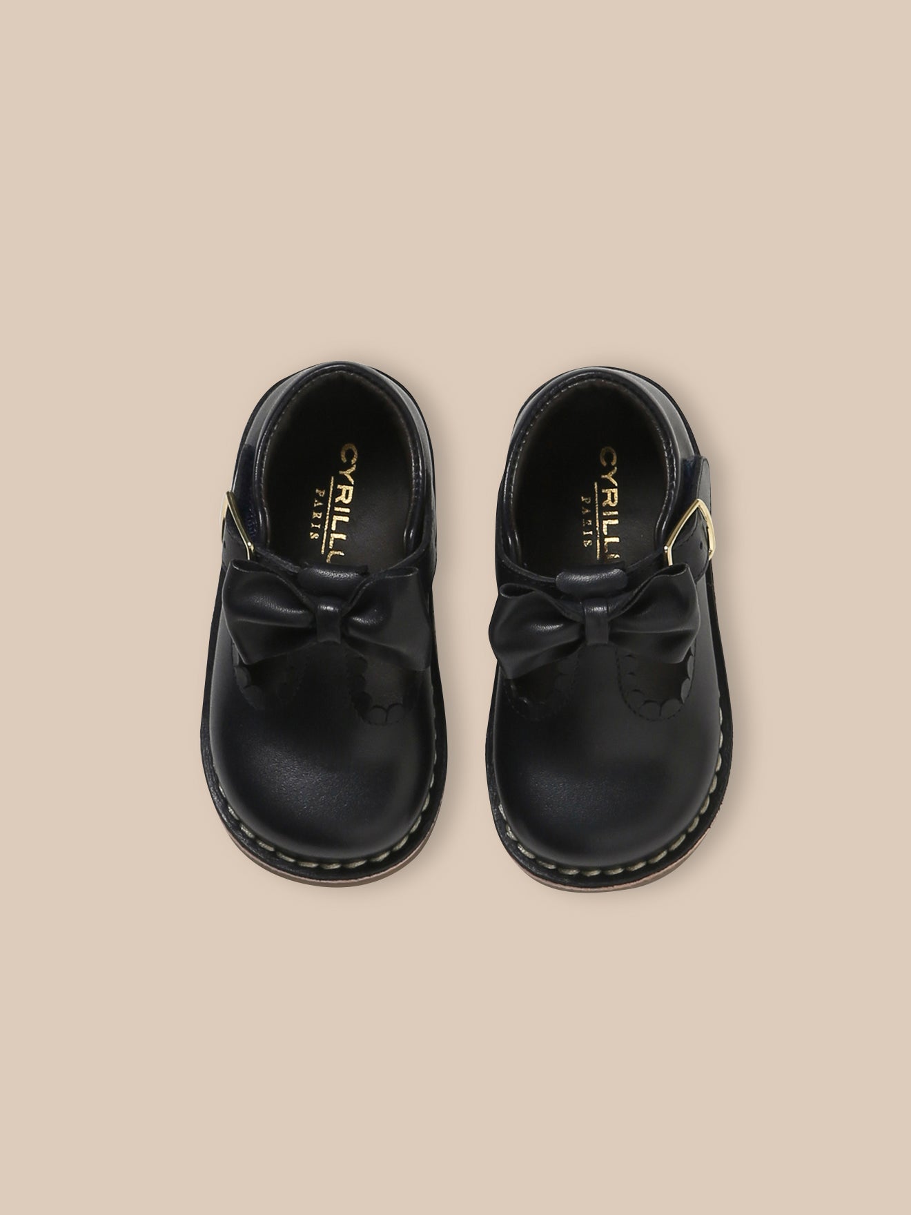 Baby' T-strap shoes with bow