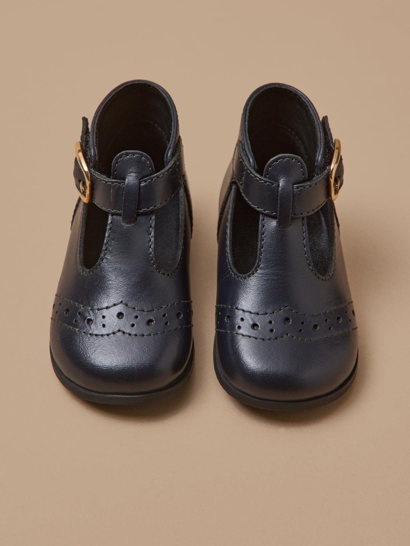 Baby's leather T-strap shoes