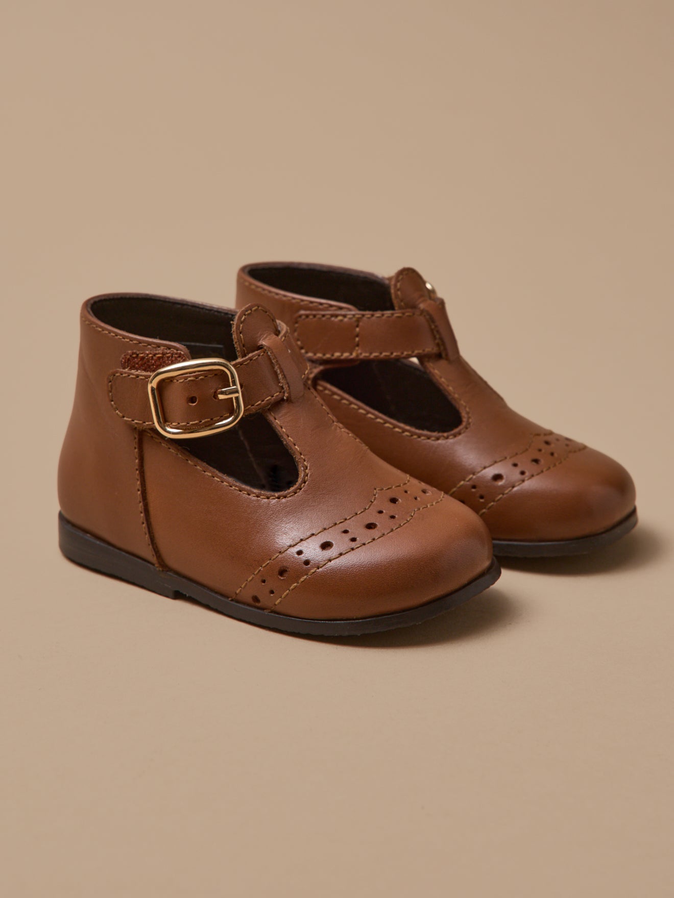 Baby's leather T-strap shoes