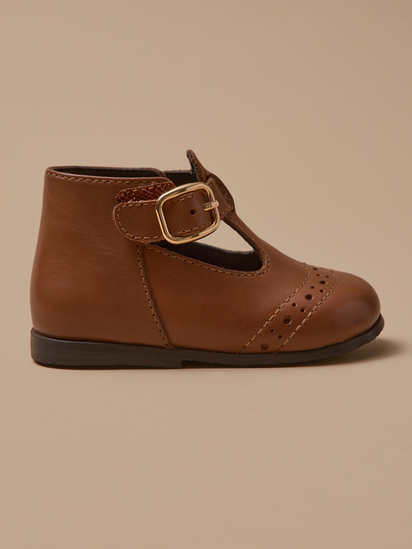 Baby's leather T-strap shoes