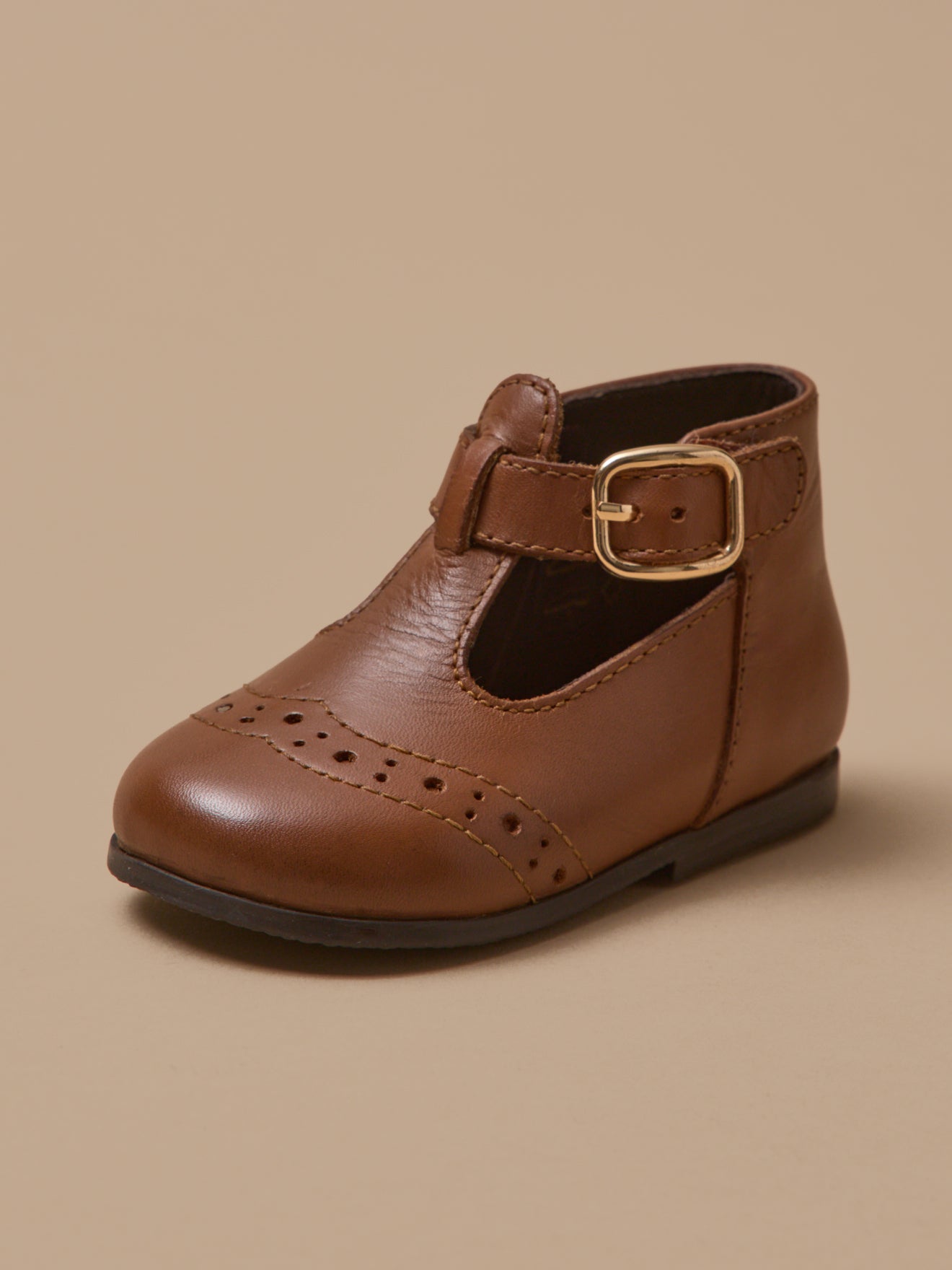 Baby's leather T-strap shoes