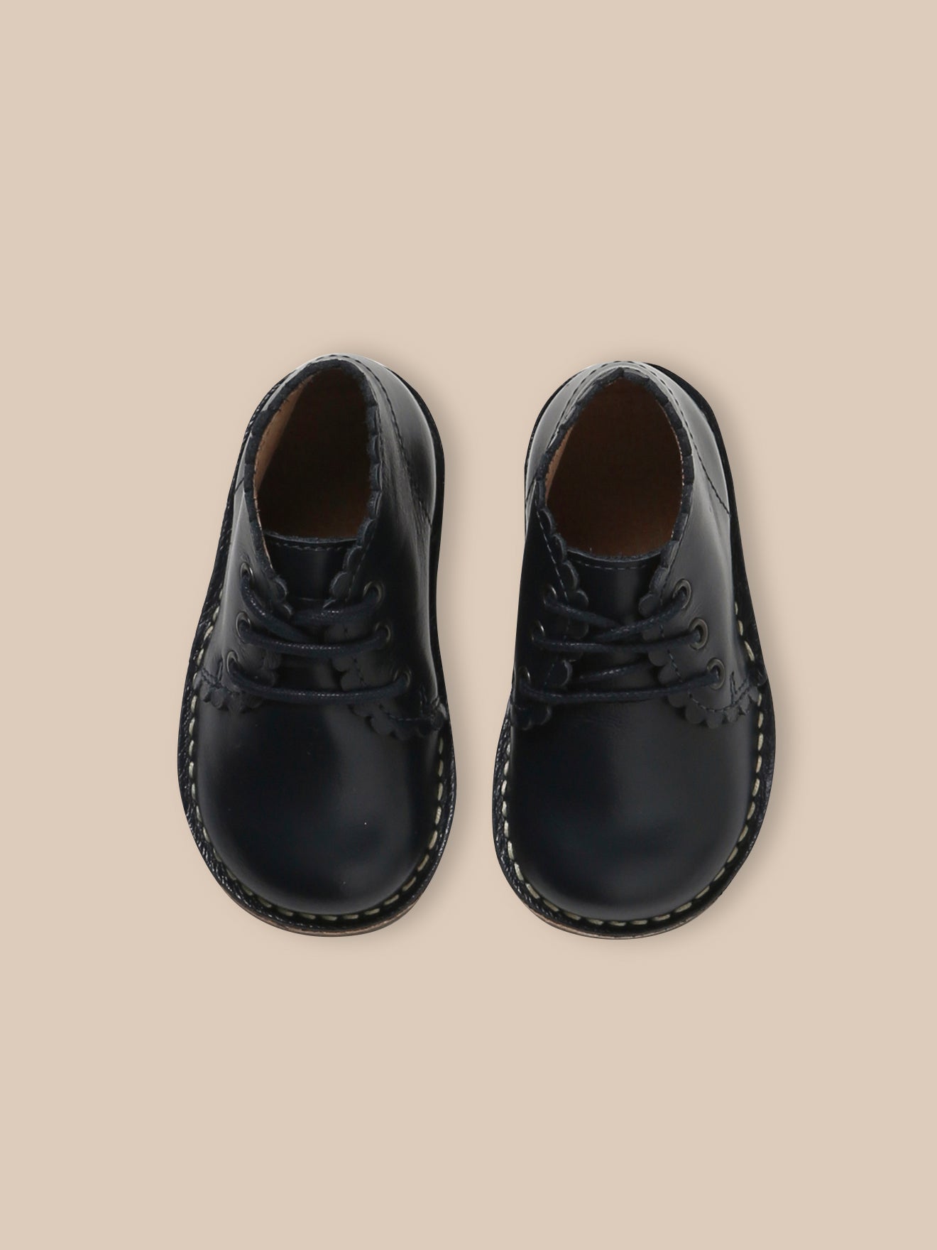 Baby's scalloped leather ankle boots