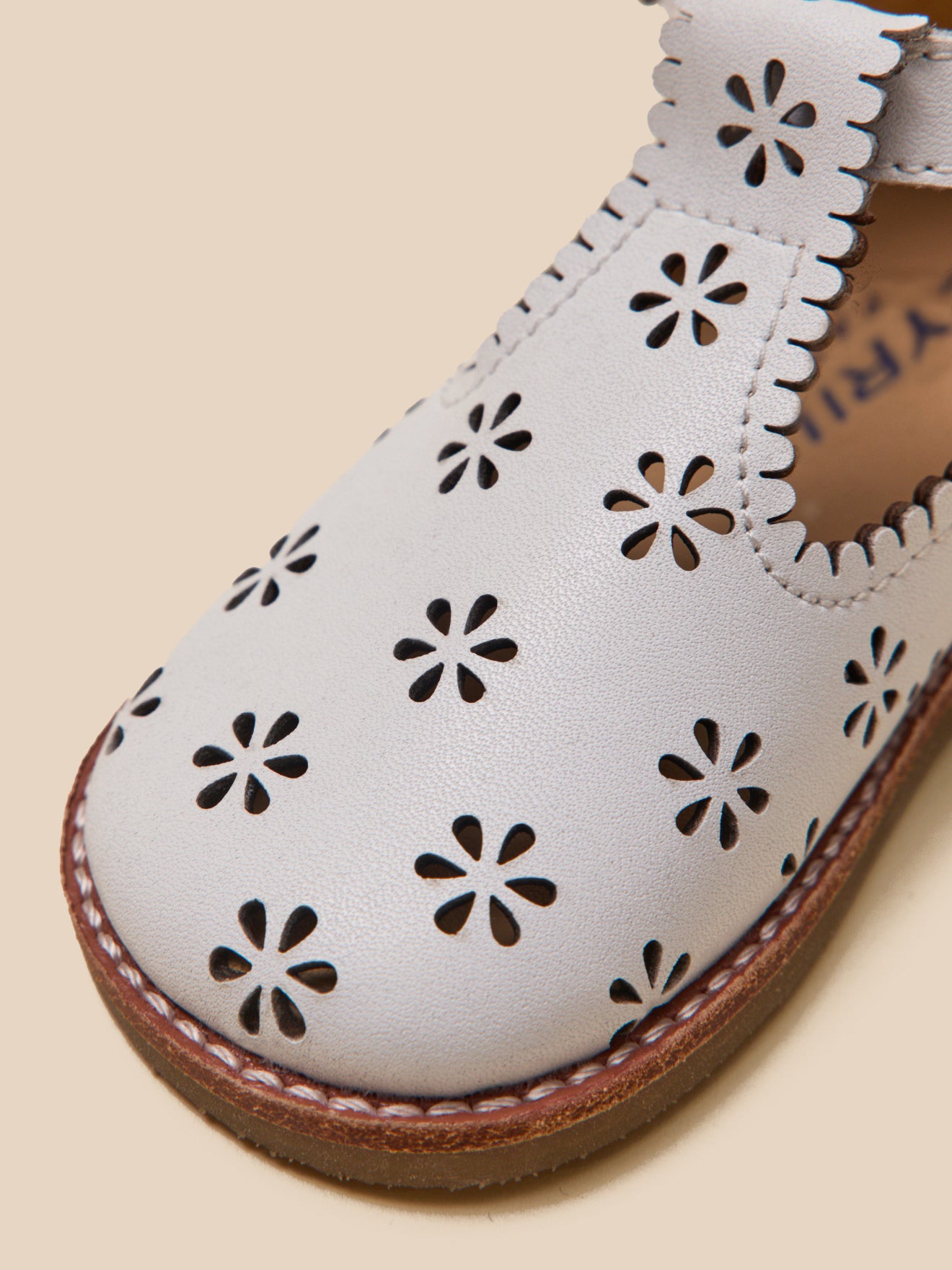 Baby's punch-hole leather T-strap shoes