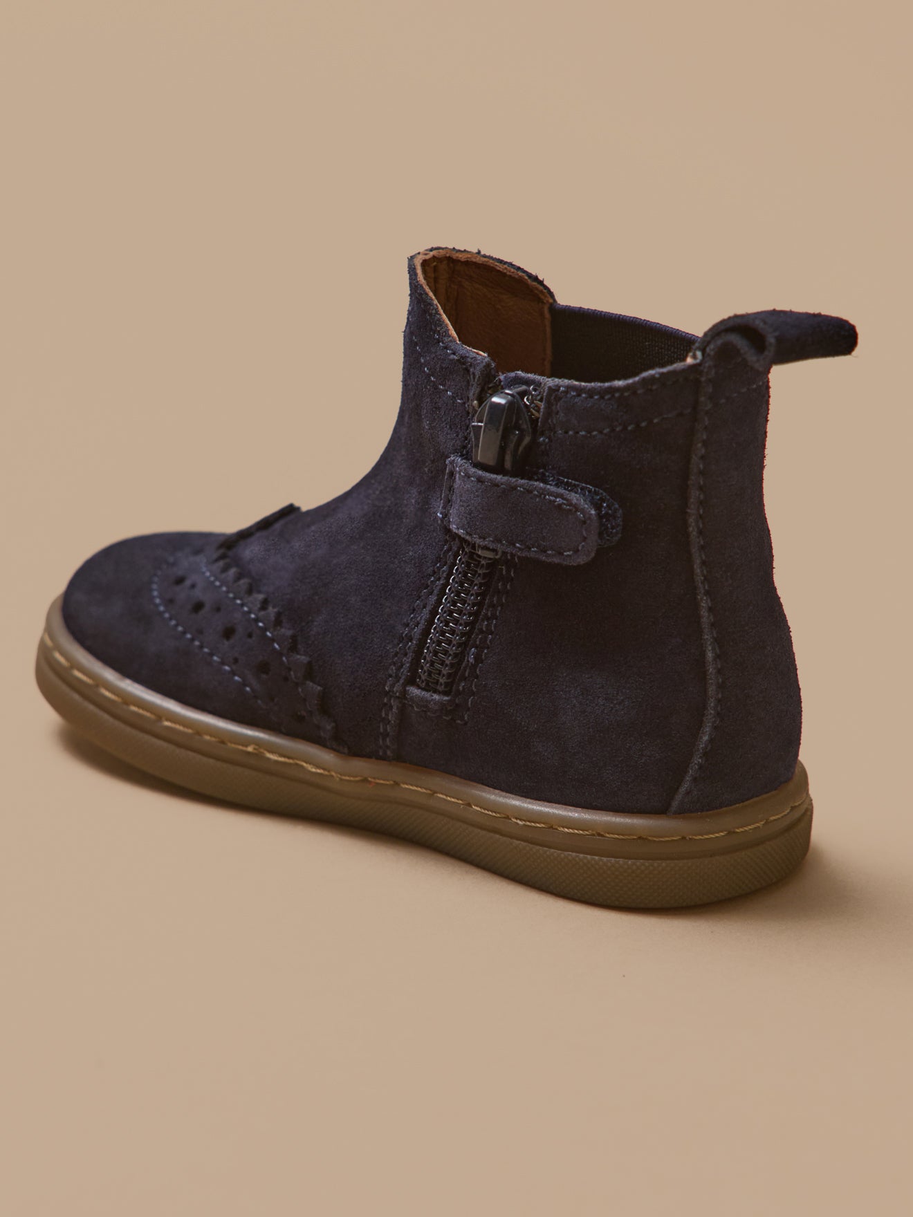 Baby's leather Chelsea boots with punch-hole toe