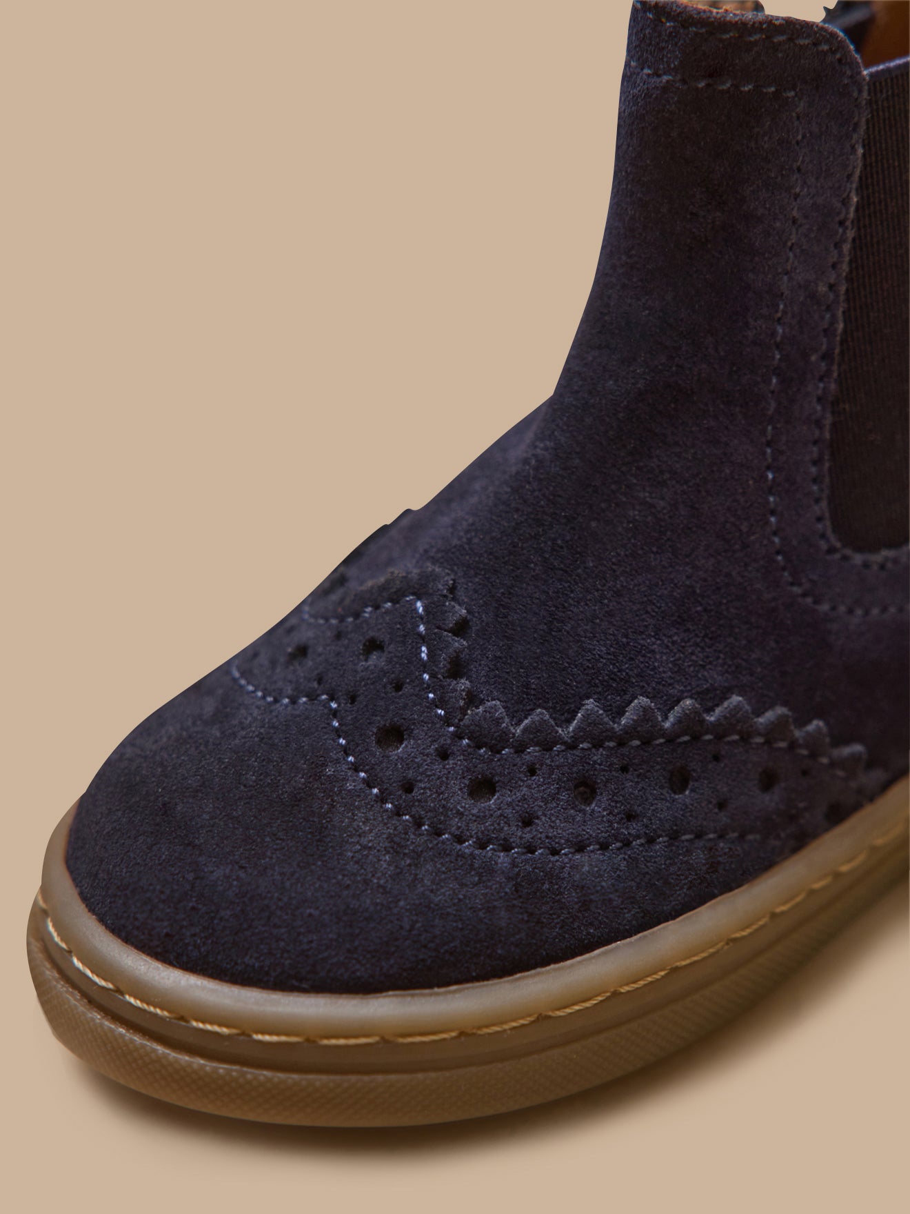 Baby's leather Chelsea boots with punch-hole toe