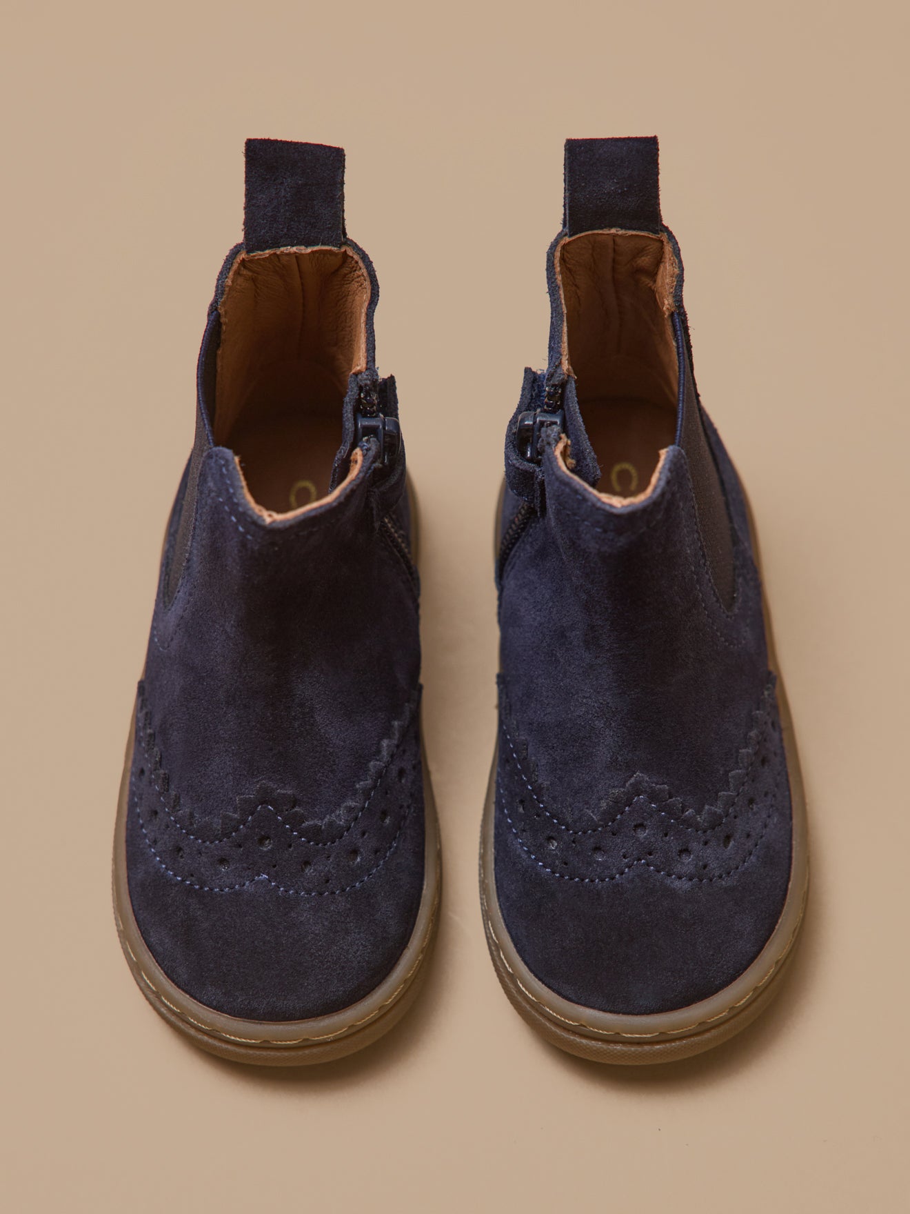 Baby's leather Chelsea boots with punch-hole toe
