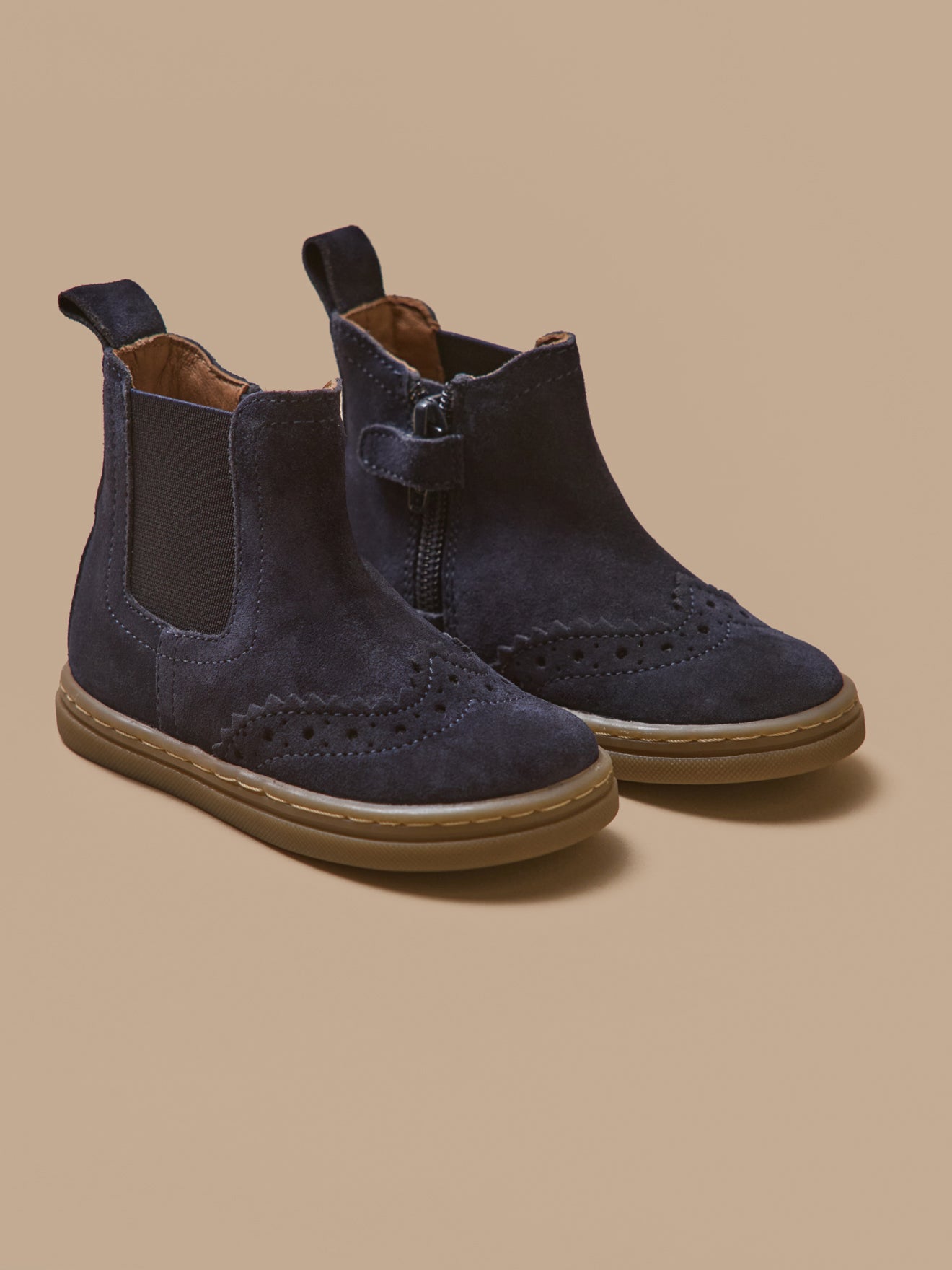 Baby's leather Chelsea boots with punch-hole toe