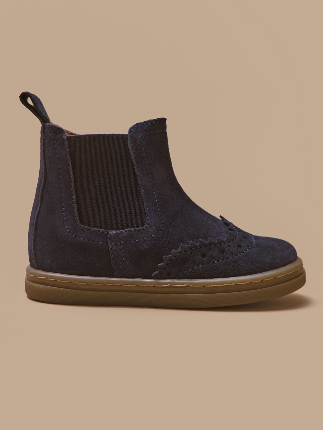 Baby's leather Chelsea boots with punch-hole toe