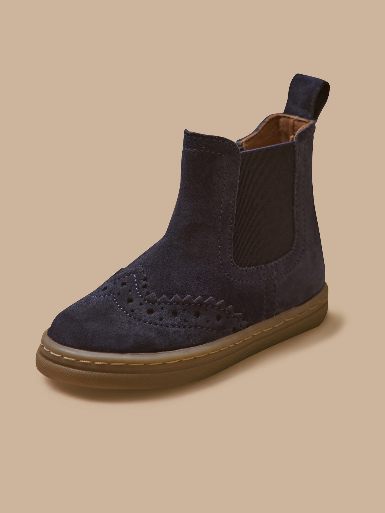 Baby's leather Chelsea boots with punch-hole toe