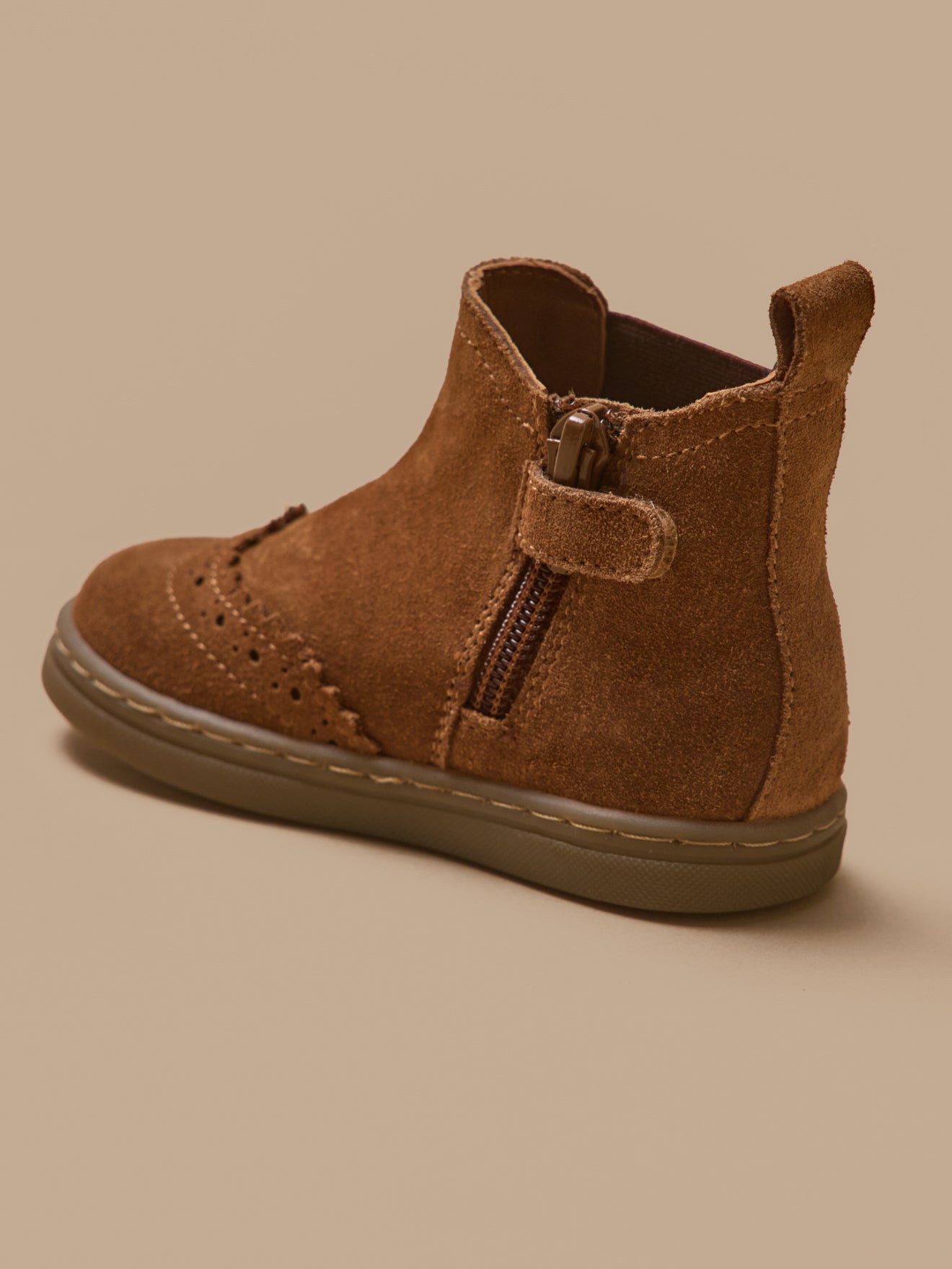 Baby's leather Chelsea boots with punch-hole toe