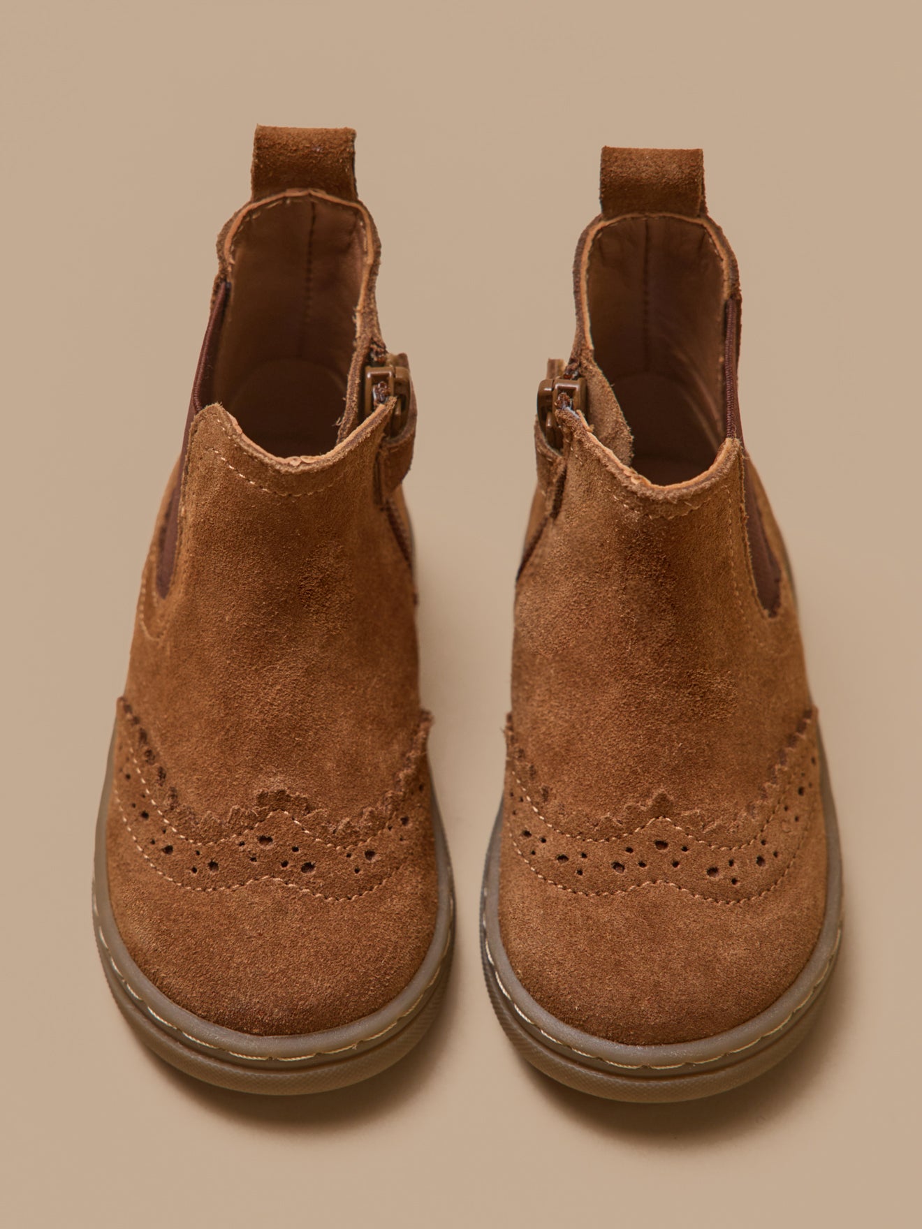 Baby's leather Chelsea boots with punch-hole toe