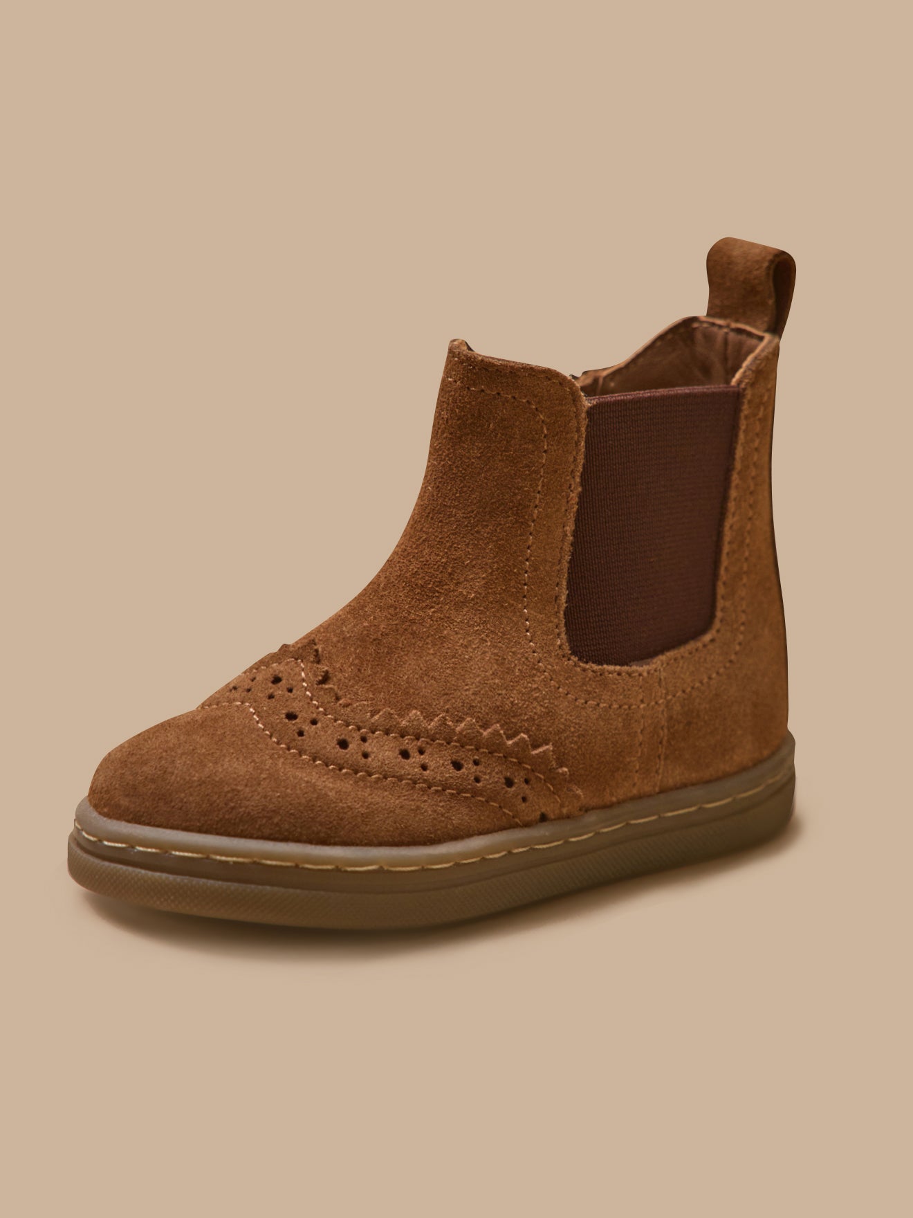 Baby's leather Chelsea boots with punch-hole toe