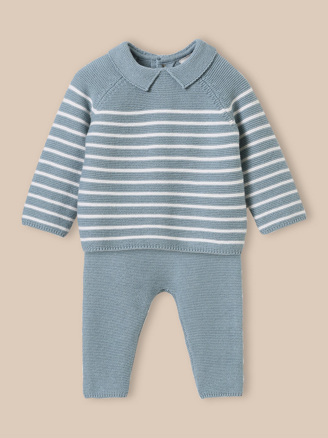 Baby's striped knit outfit