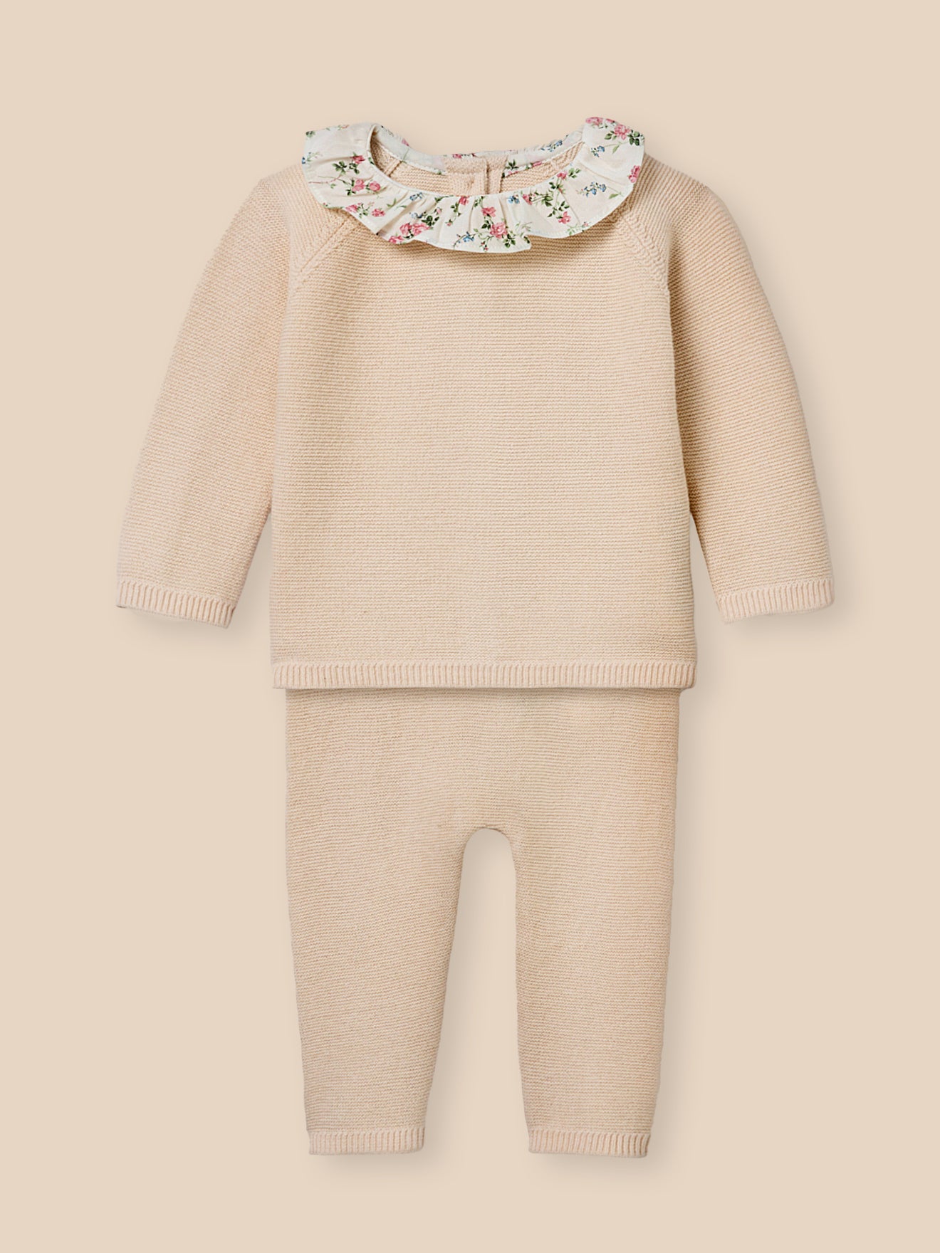 Ensemble en tricot bébé col en tissu Liberty