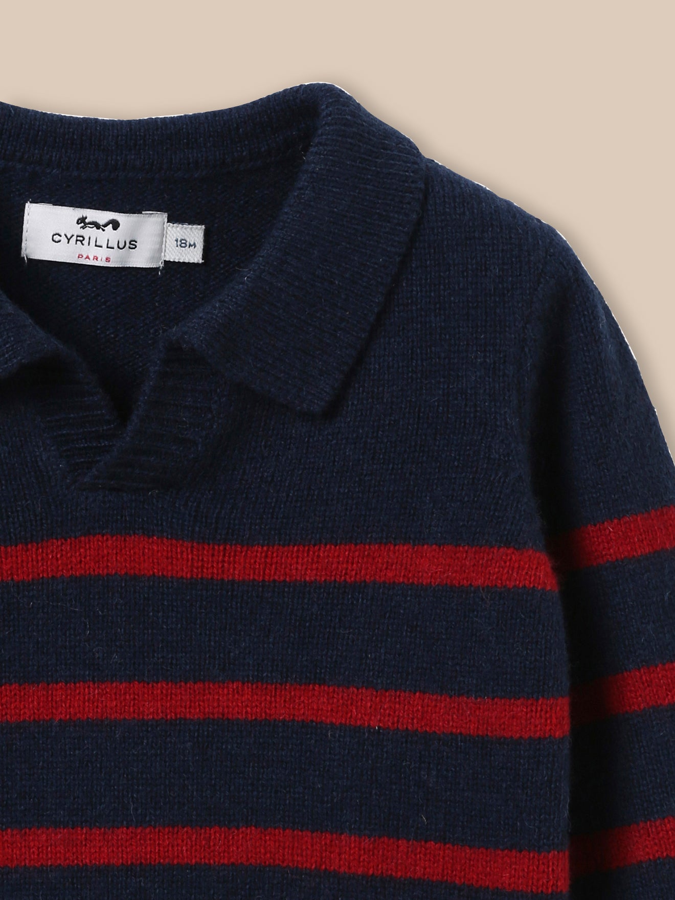 Baby's wool sweater with polo shirt collar