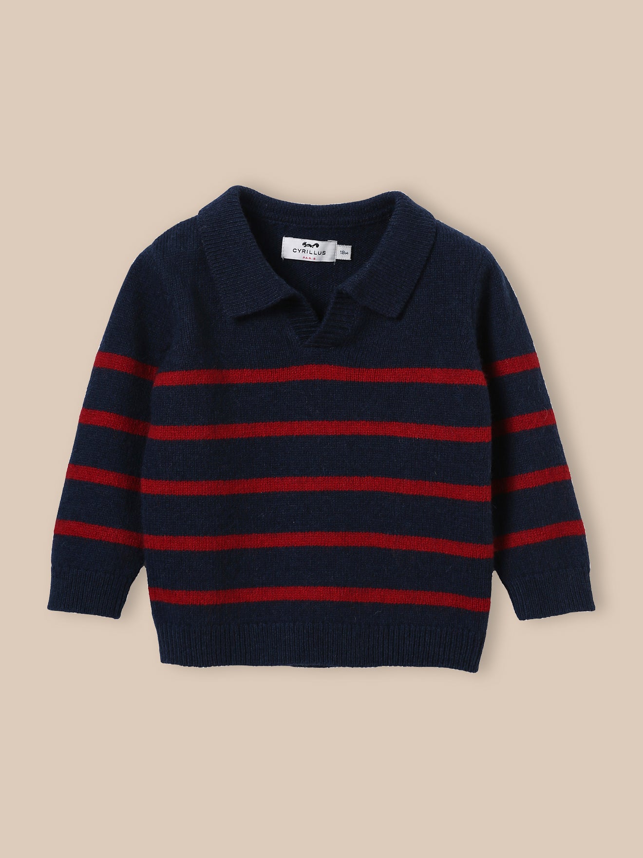 Baby's wool sweater with polo shirt collar