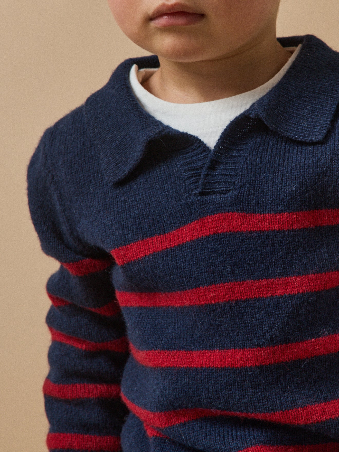 Baby's wool sweater with polo shirt collar