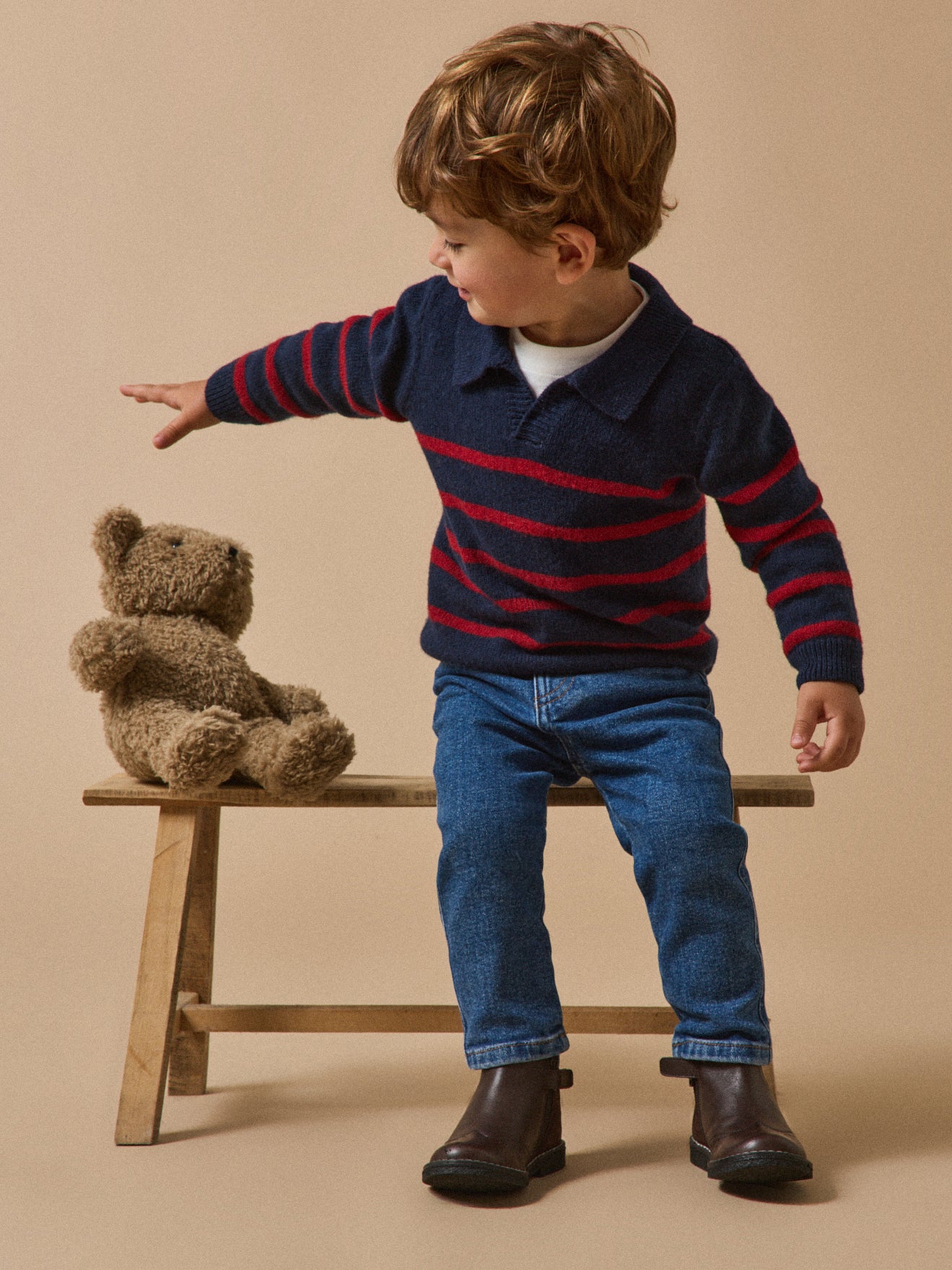 Baby's wool sweater with polo shirt collar