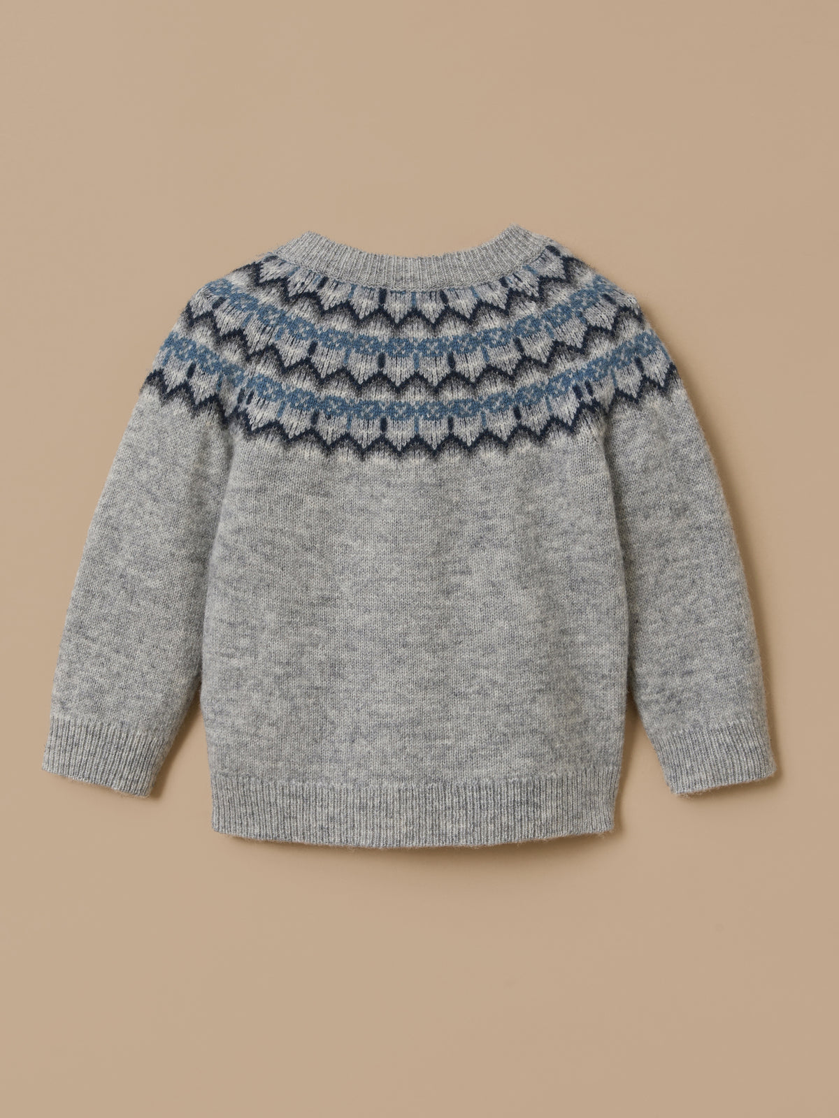 Baby wool sweater with jacquard collar