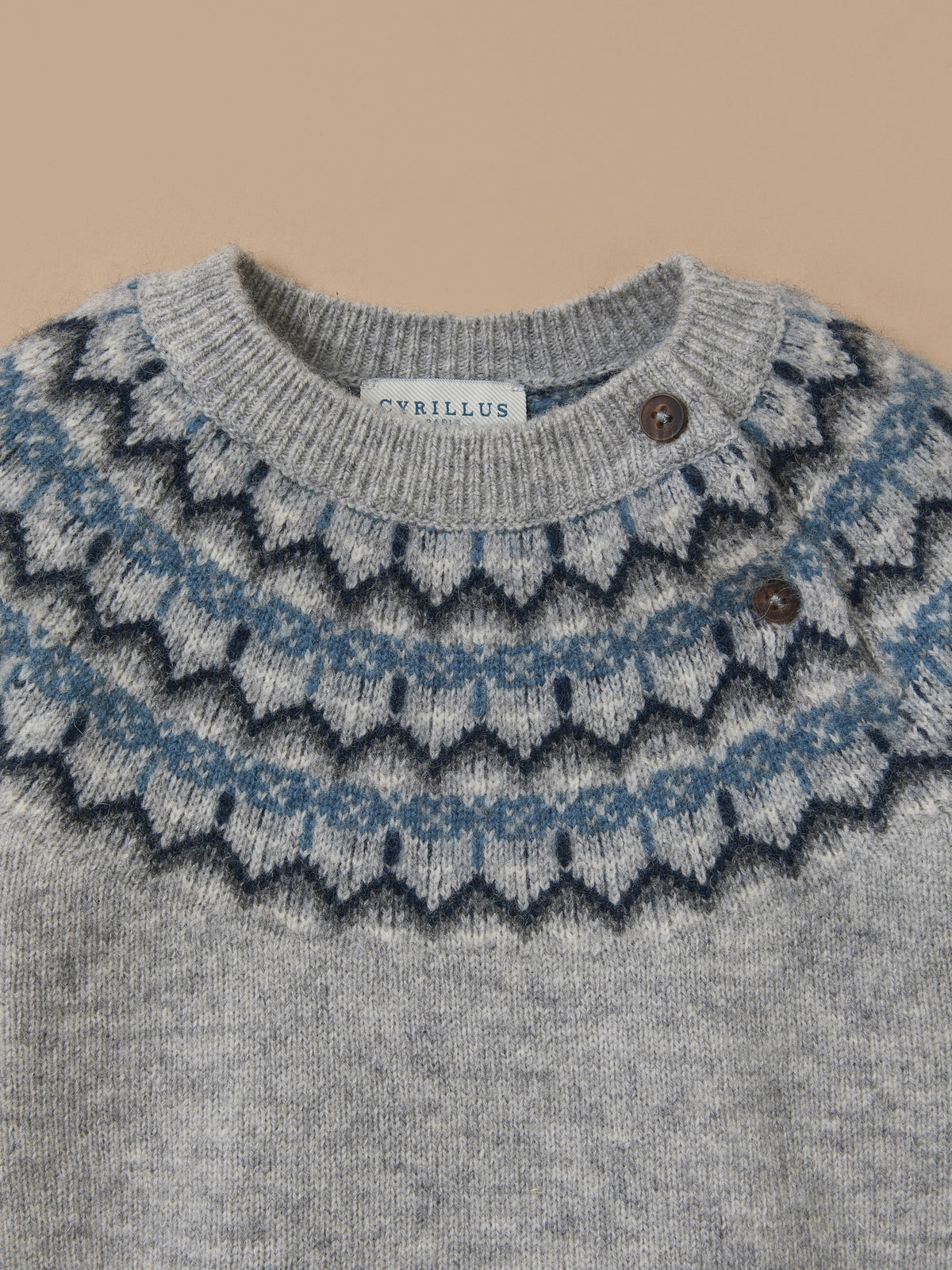 Baby wool sweater with jacquard collar