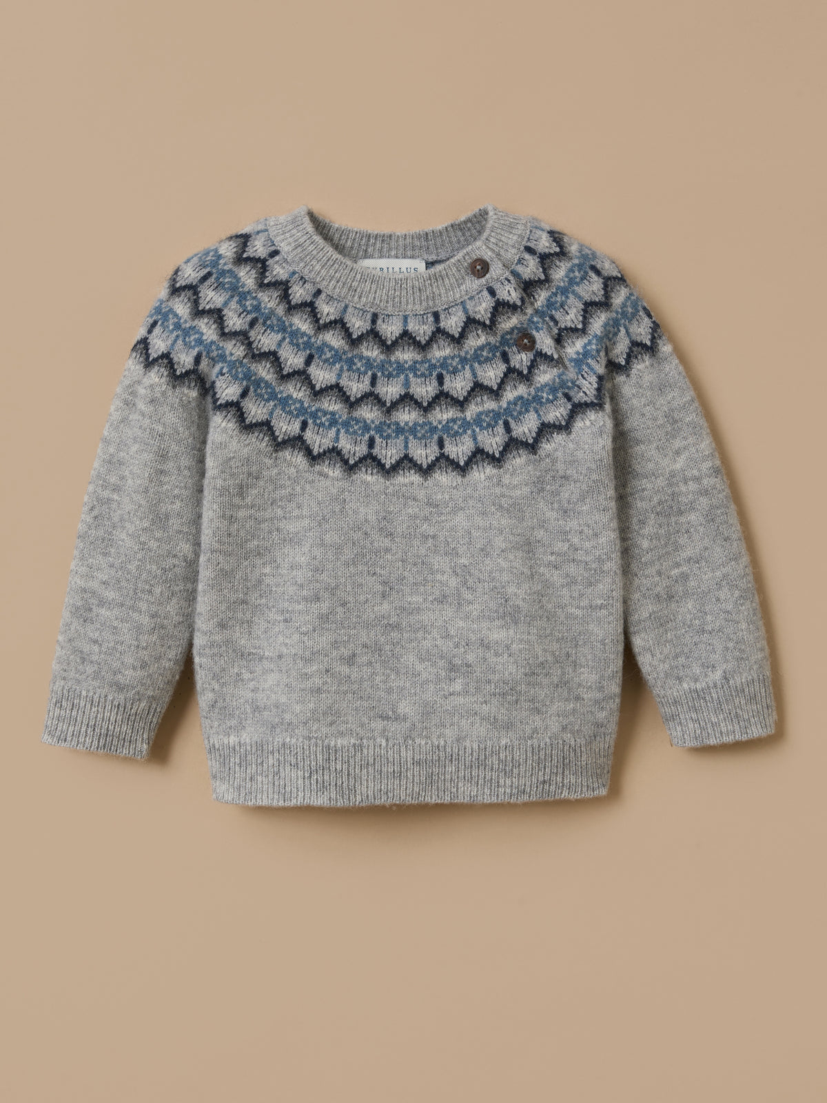 Baby wool sweater with jacquard collar