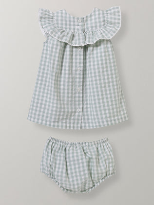 Baby's gingham check dress and bloomers