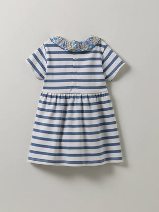 Baby's organic cotton sailor-stripe dress with Liberty fabric trim