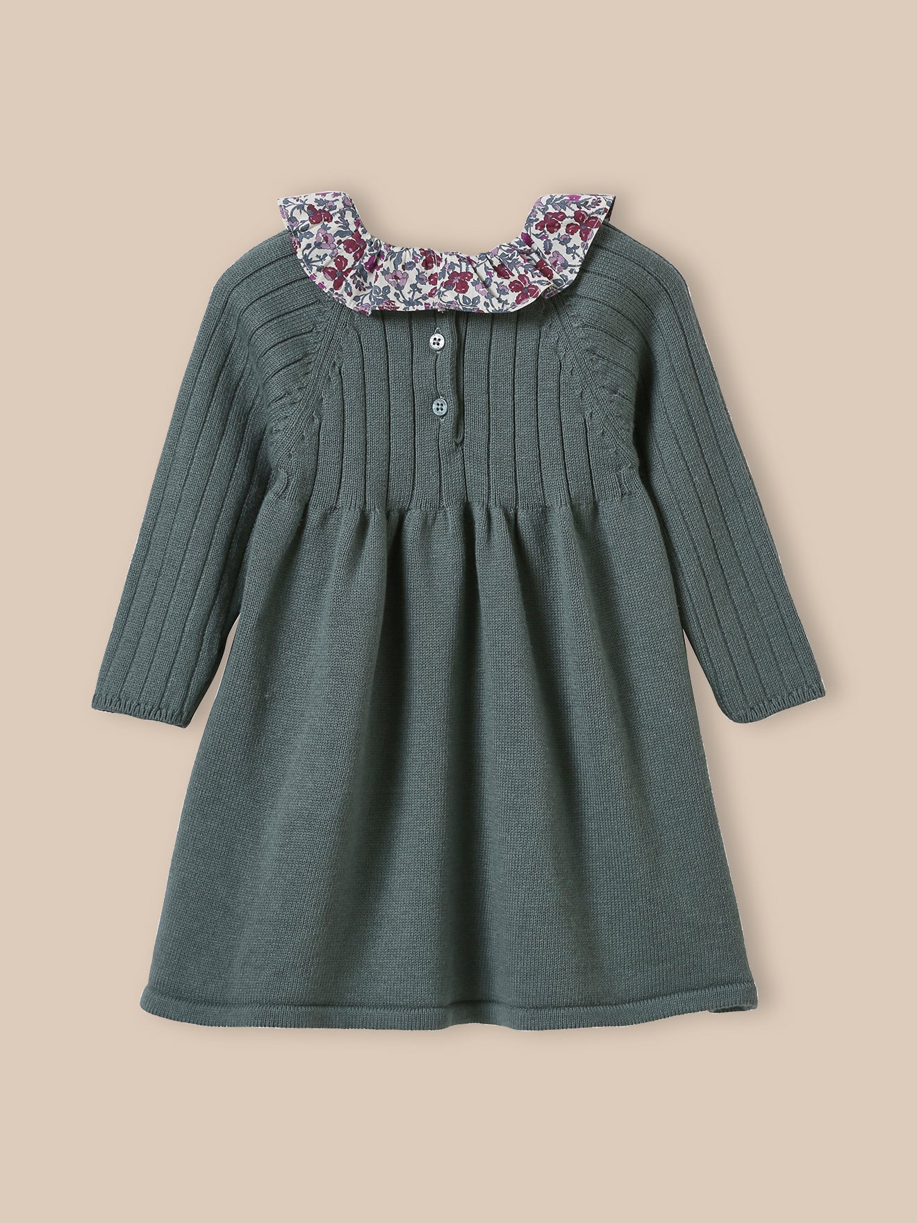 Baby's knit dress, collar made with Liberty fabric