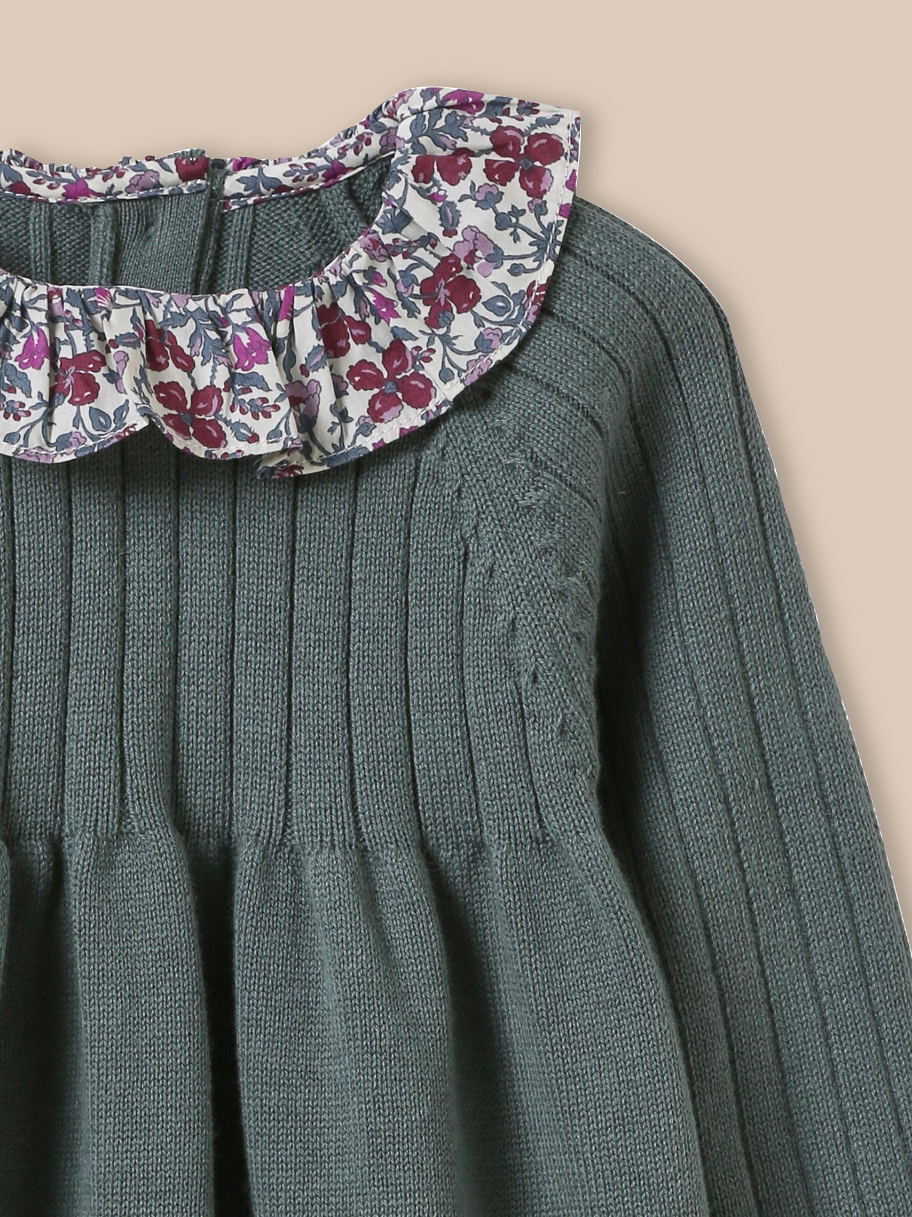 Baby's knit dress, collar made with Liberty fabric