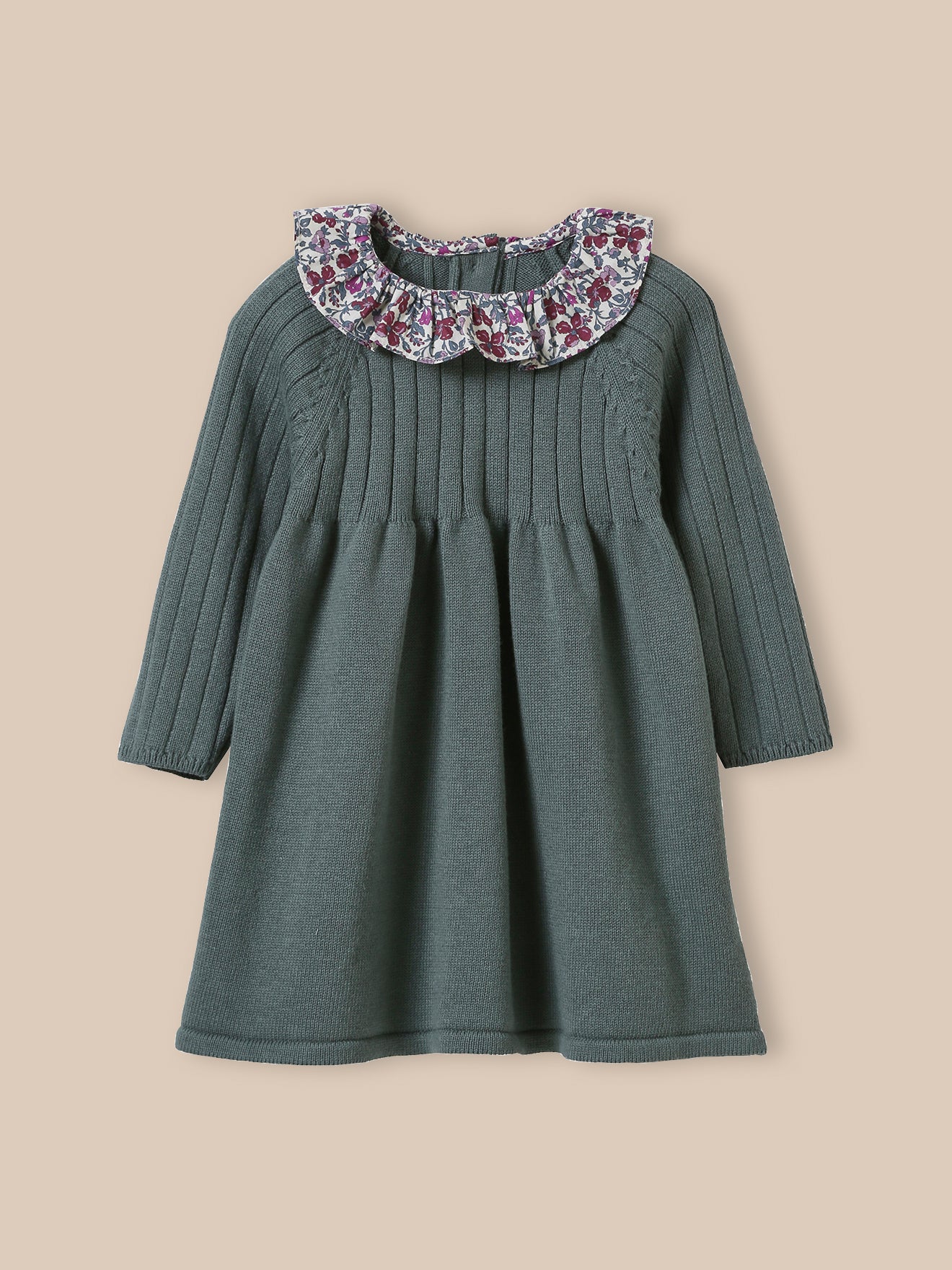 Baby's knit dress, collar made with Liberty fabric