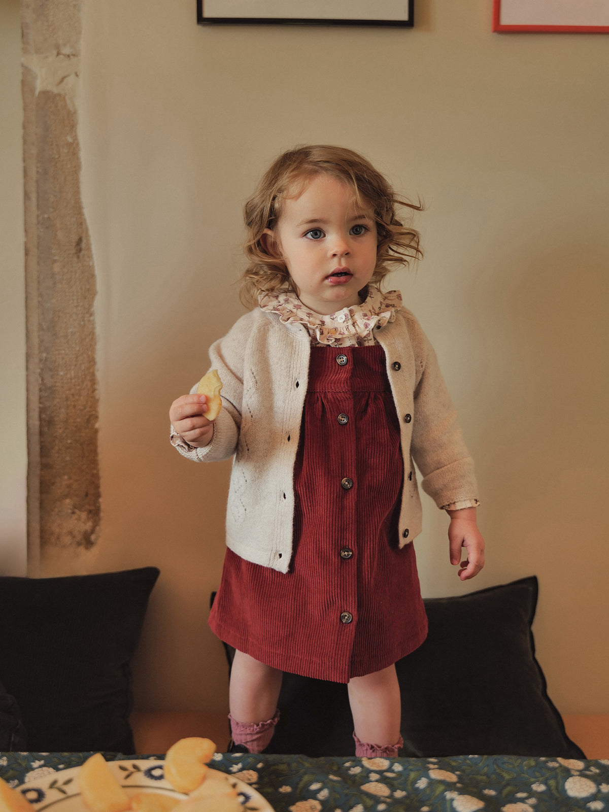 Baby pinafore dress in corduroy