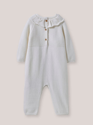 Baby's jumpsuit with ruffled collar - Organic cotton