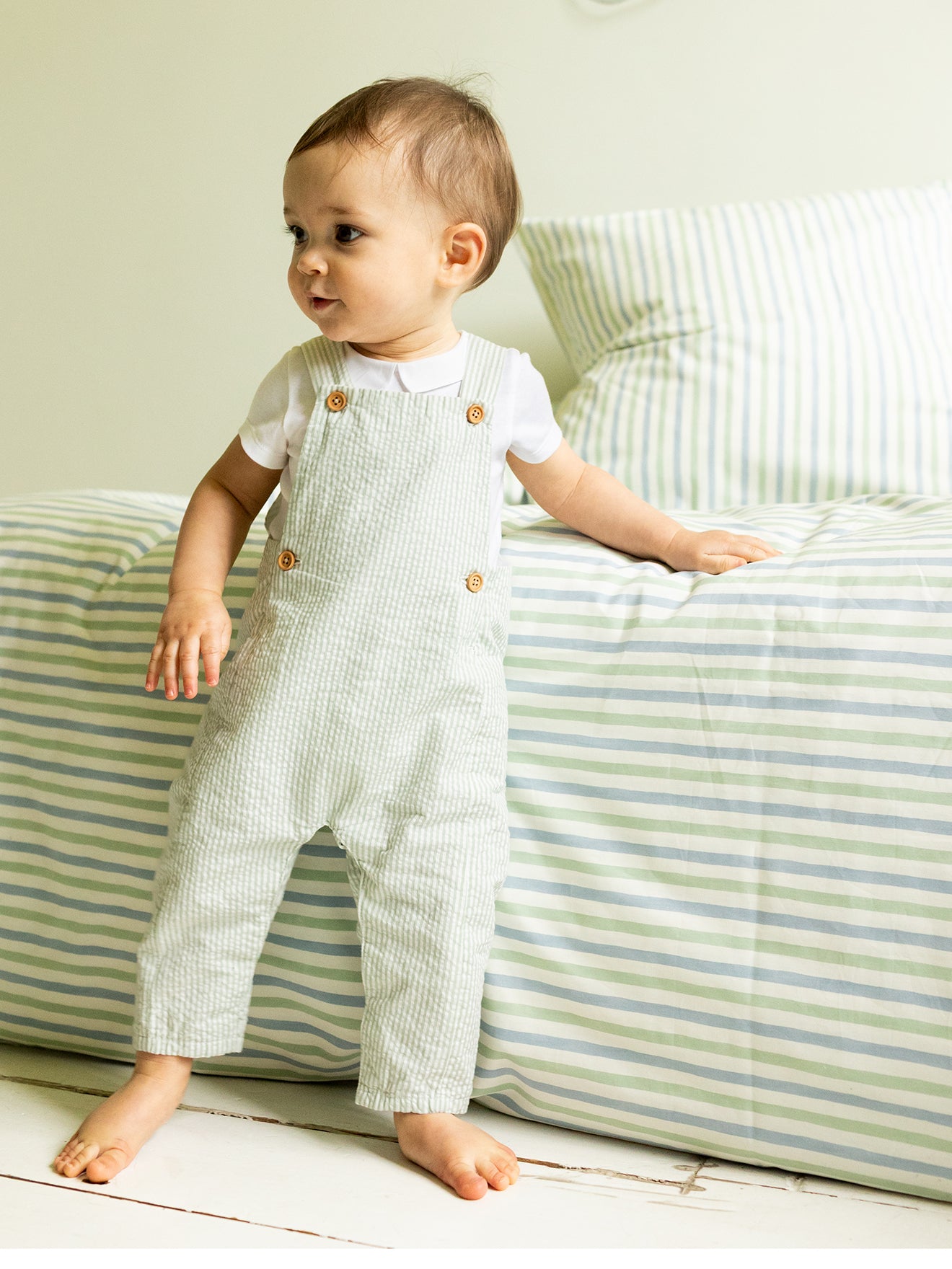 Baby's seersucker dungarees