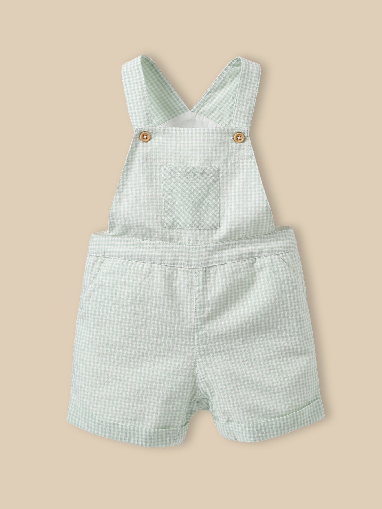 Baby's short gingham check dungarees