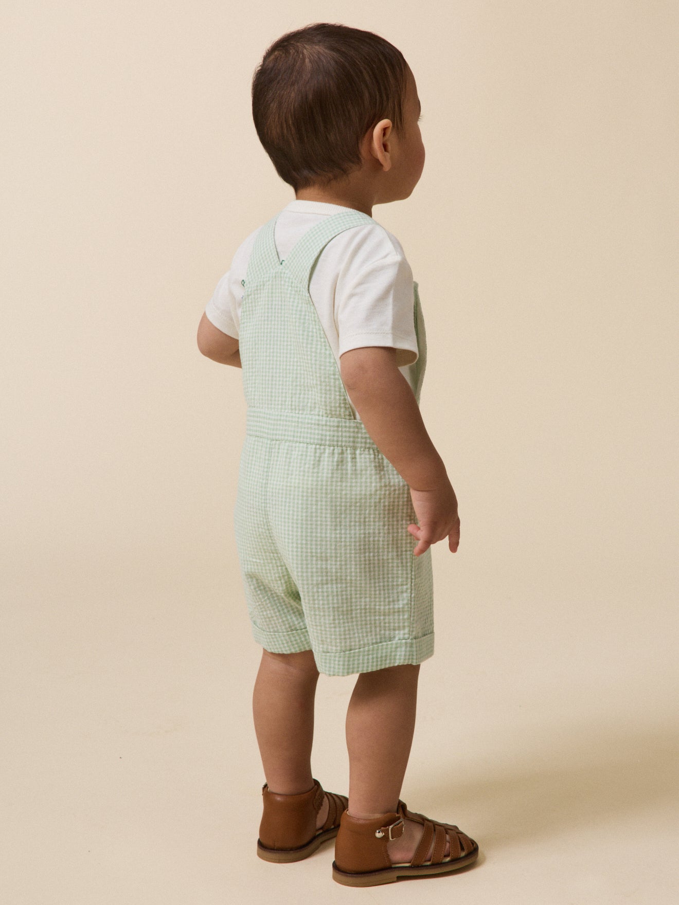 Baby's short gingham check dungarees