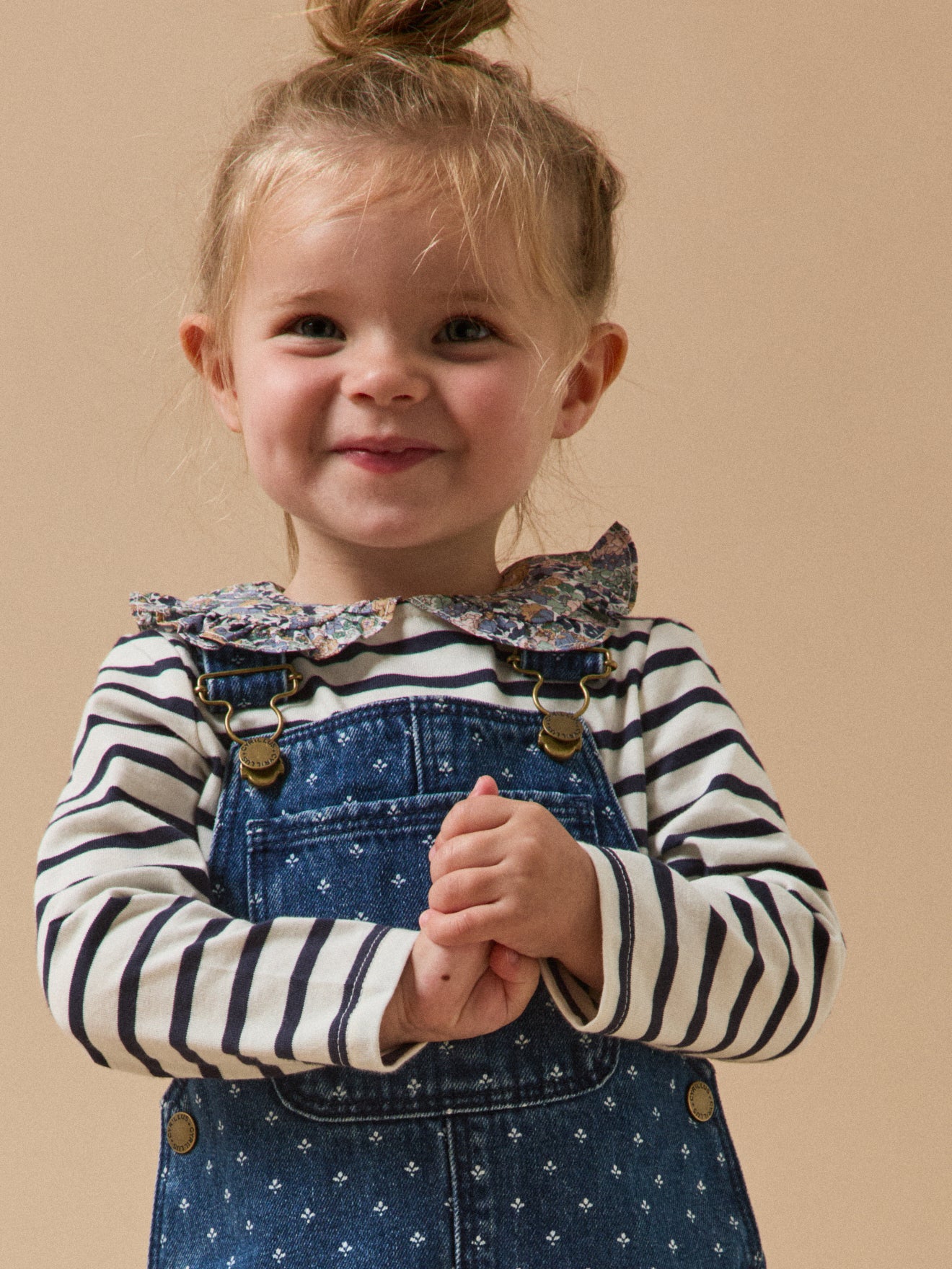 Baby's printed denim overalls