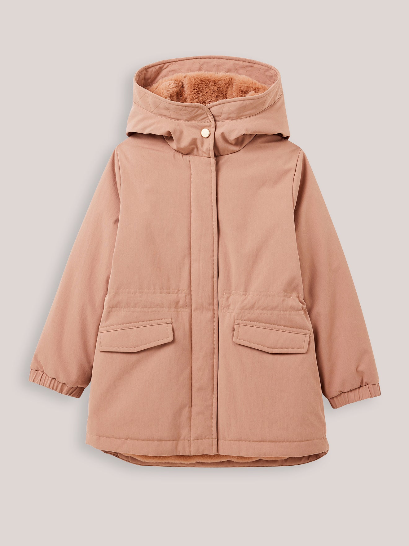 Girl's parka with faux-fur lining