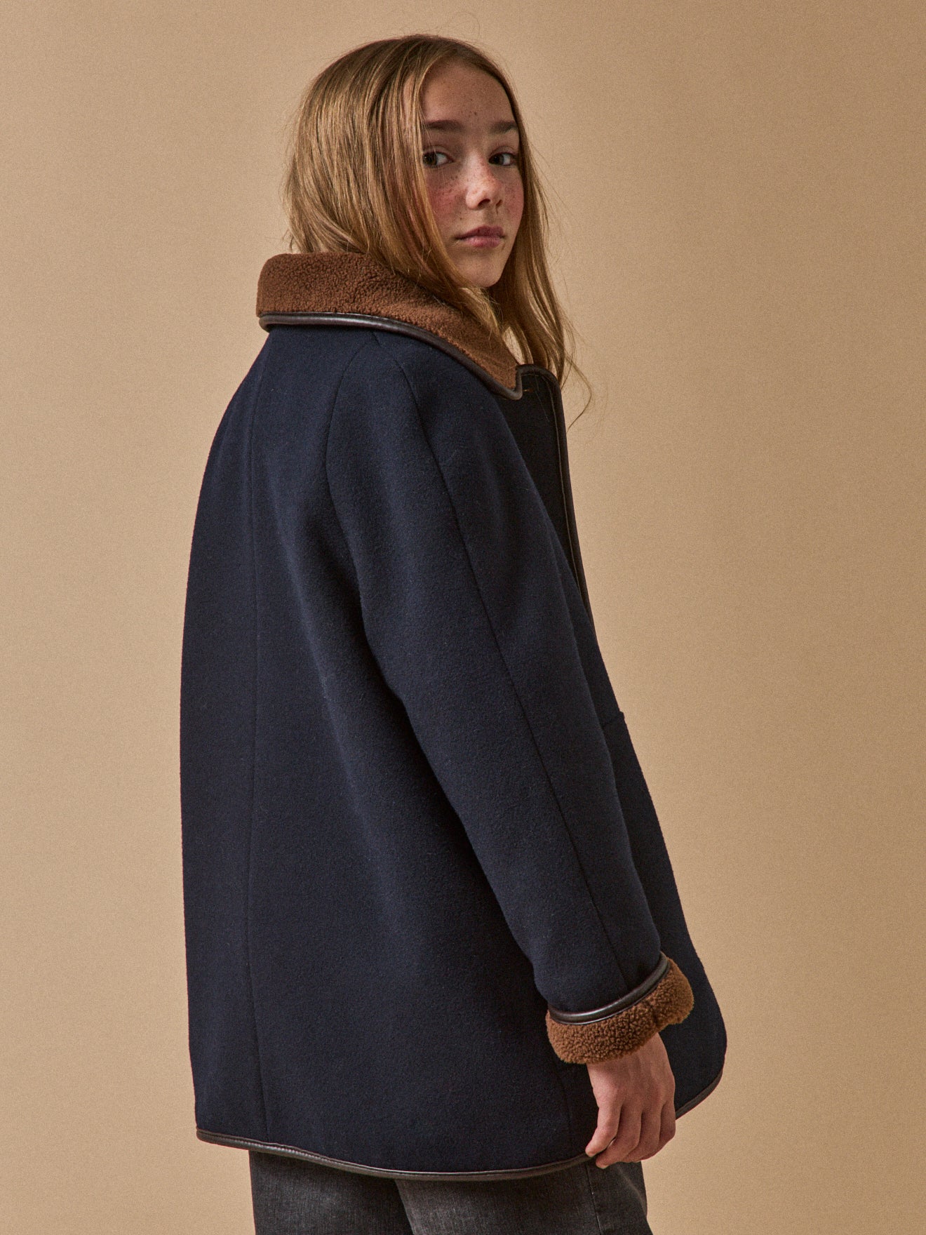 Girl's sherpa-lined coat