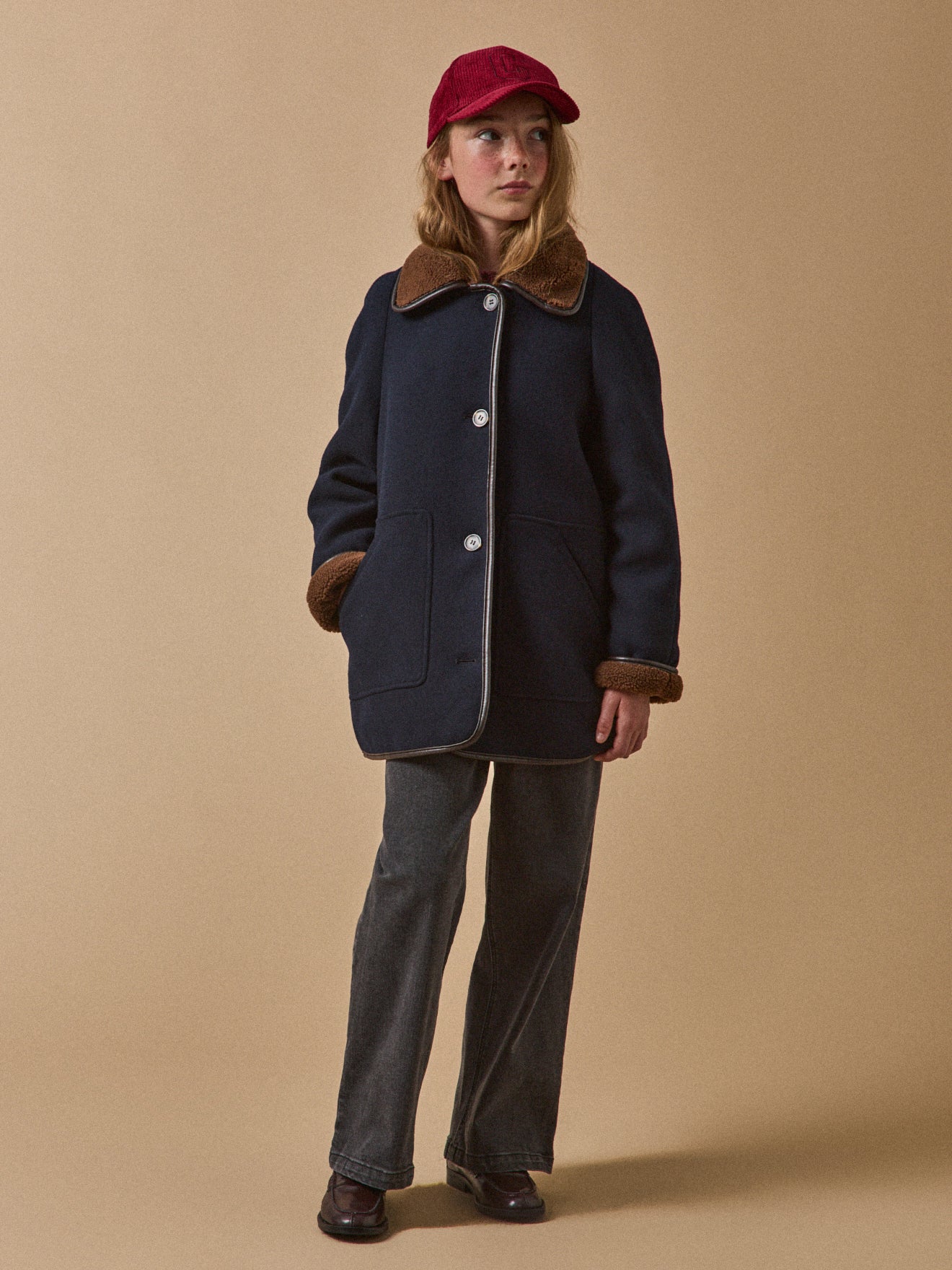 Girl's sherpa-lined coat
