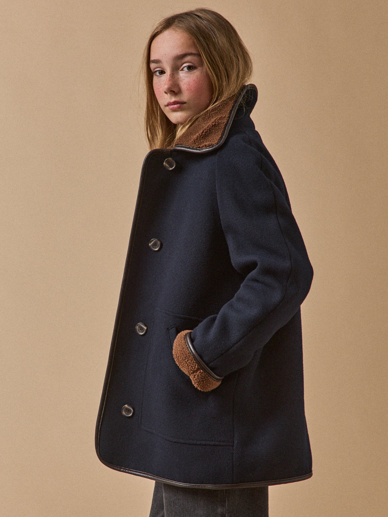 Girl's sherpa-lined coat