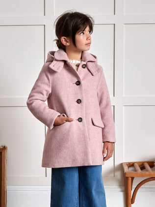 Girl's herringbone woolen coat