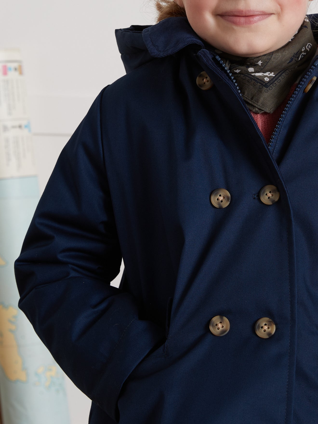 Girl's lined peacoat