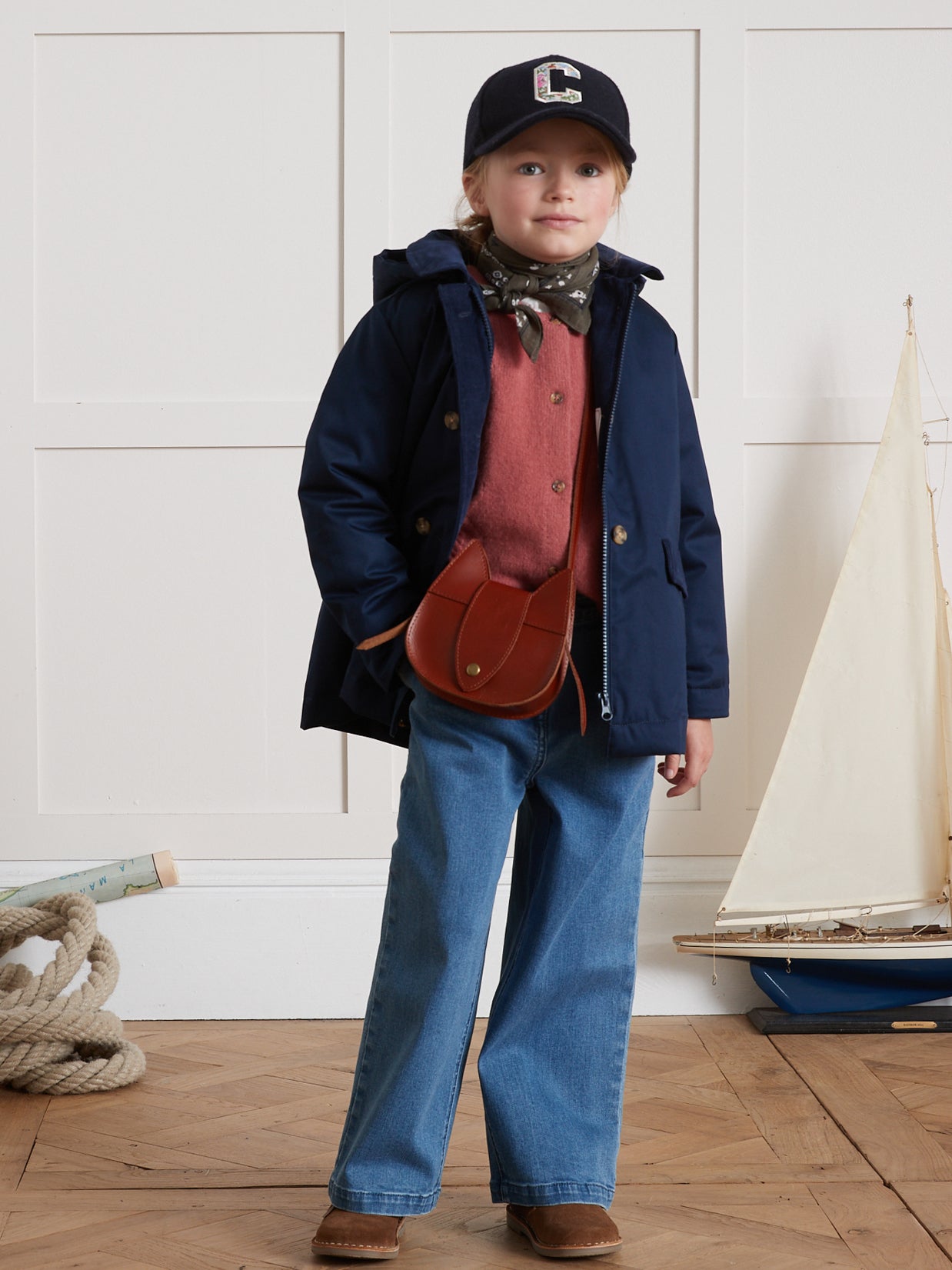 Girl's lined peacoat