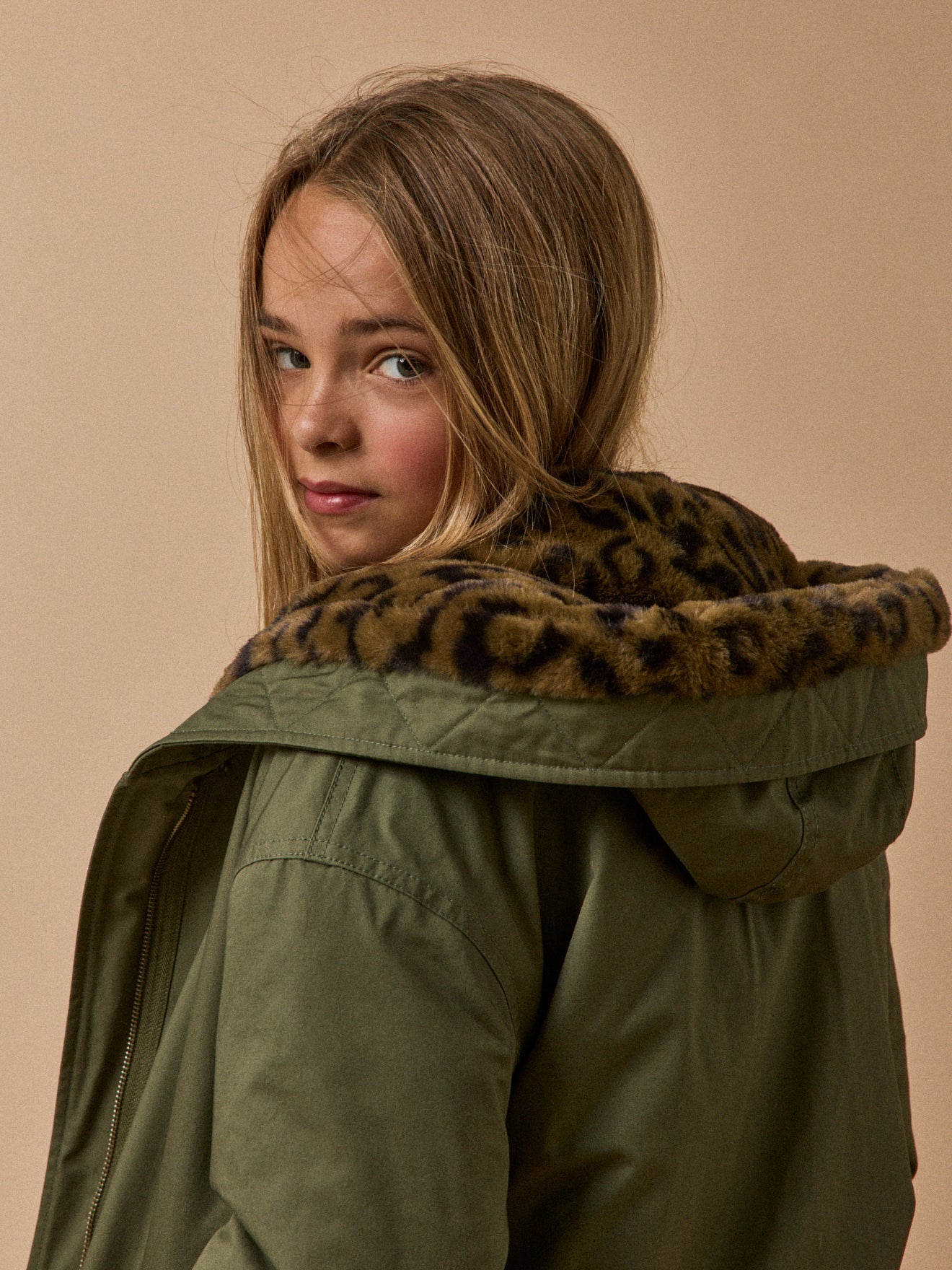 Parka courte doublée léopard - Collection Junior